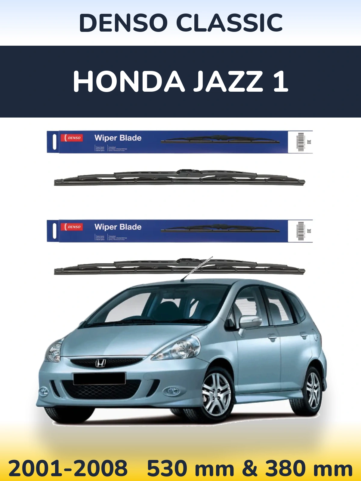 Комплект передніх щіток Denso Classic 530 & 380 мм для Honda Jazz 1 2001-2008
