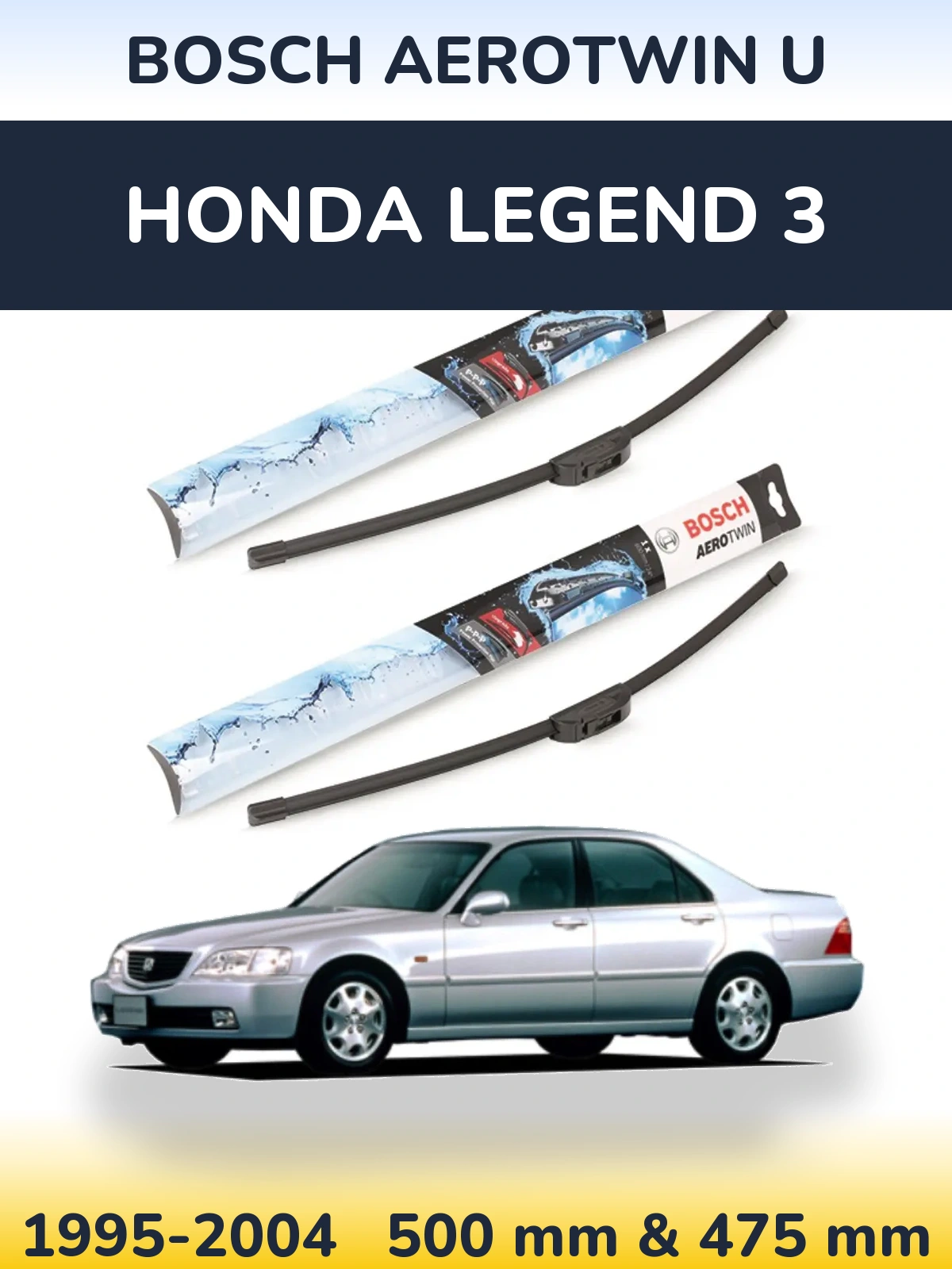 Sada předních stěračů BOSCH AeroTwin U 500 a 475 mm pro Honda Legend 3 1995-2004