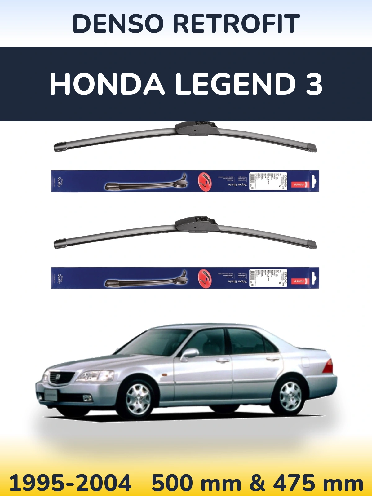 Sada předních stěračů Denso Retrofit 500 a 475 mm pro Honda Legend 3 1995-2004