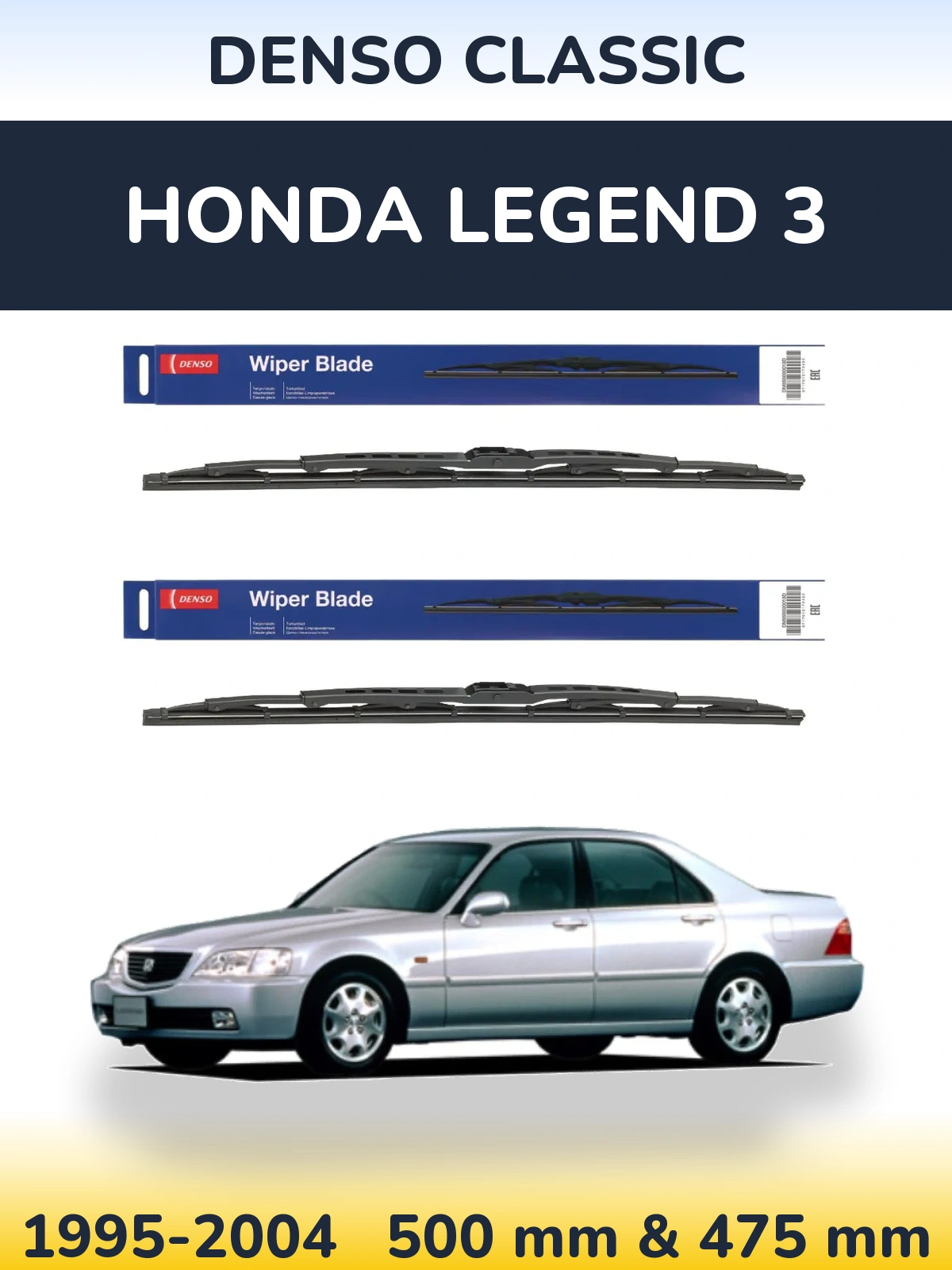 Sada předních stěračů Denso Classic 500 a 475 mm pro Honda Legend 3 1995-2004