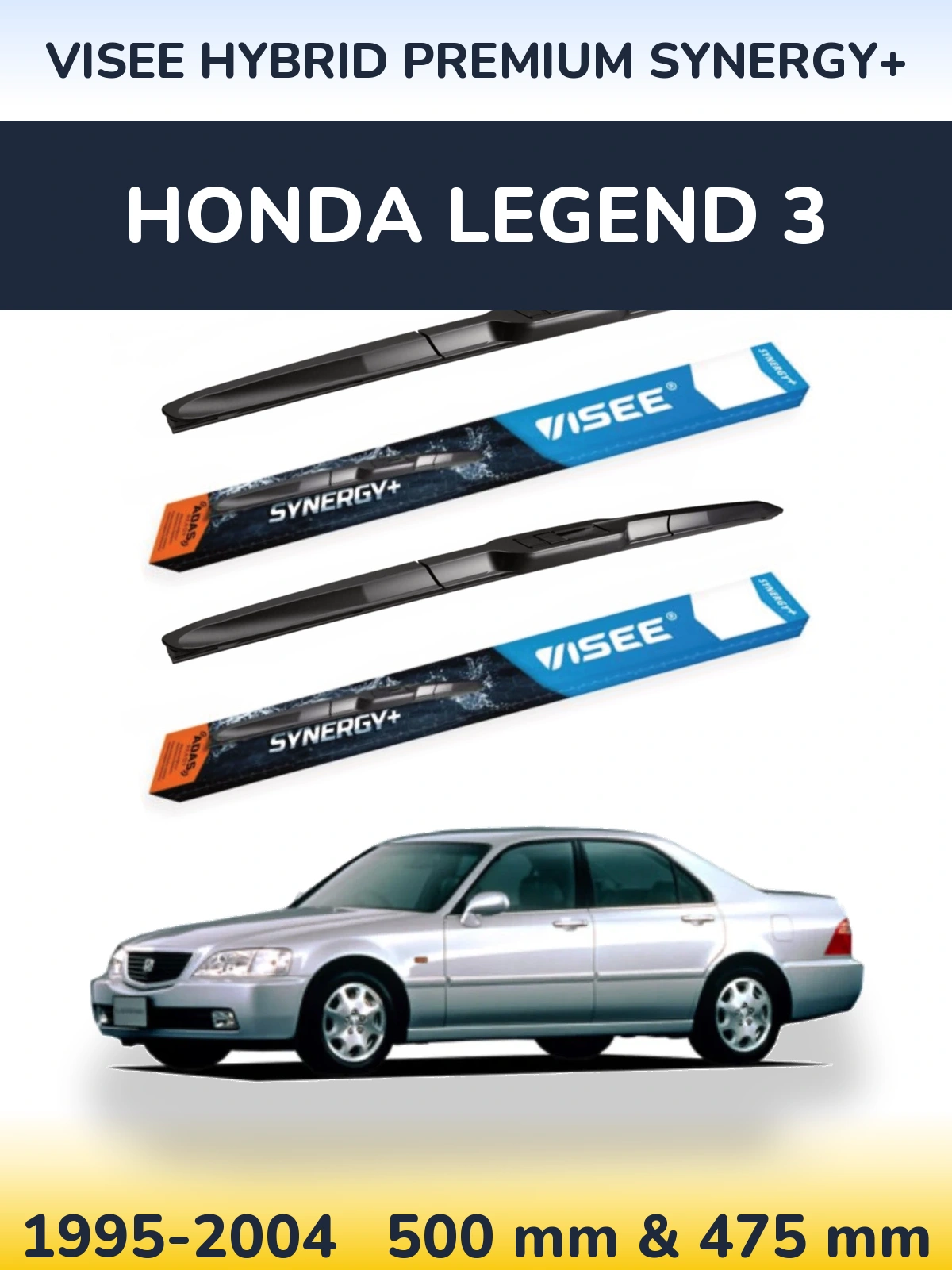 Sada předních stěračů VISEE HYBRID PREMIUM SYNERGY+ 500 a 475 mm pro Honda Legend 3 1995-2004