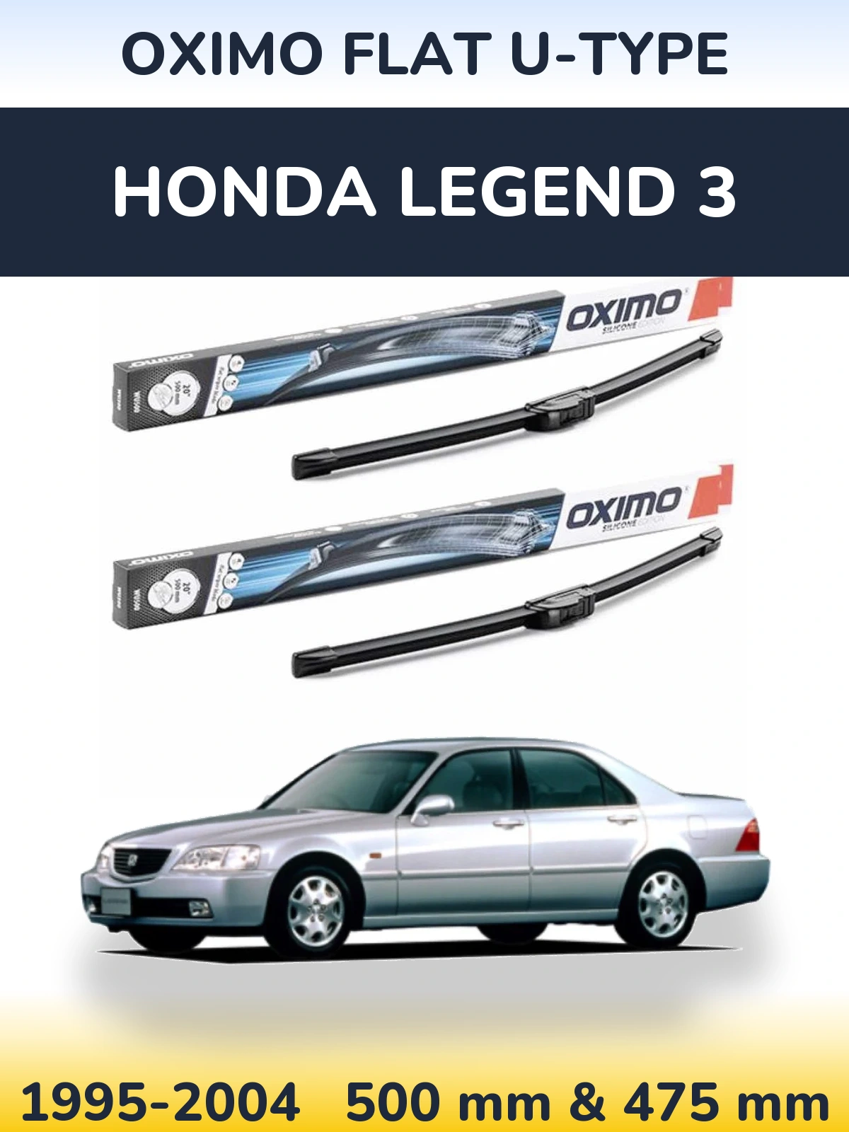 Sada předních stěračů Oximo Flat U-type 500 a 475 mm pro Honda Legend 3 1995-2004