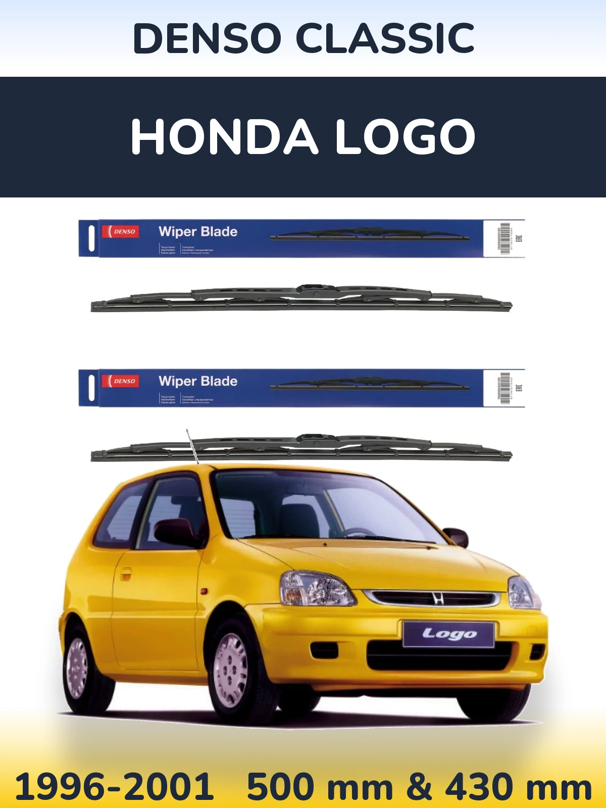 Sada předních stěračů Denso Classic 500 a 430 mm pro Honda Logo 1996-2001