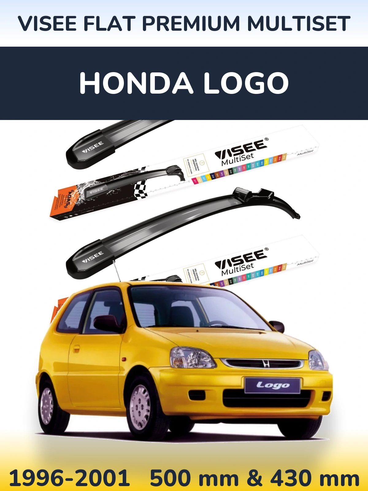 Sada předních stěračů VISEE FLAT PREMIUM MultiSet 500 a 430 mm pro Honda Logo 1996-2001
