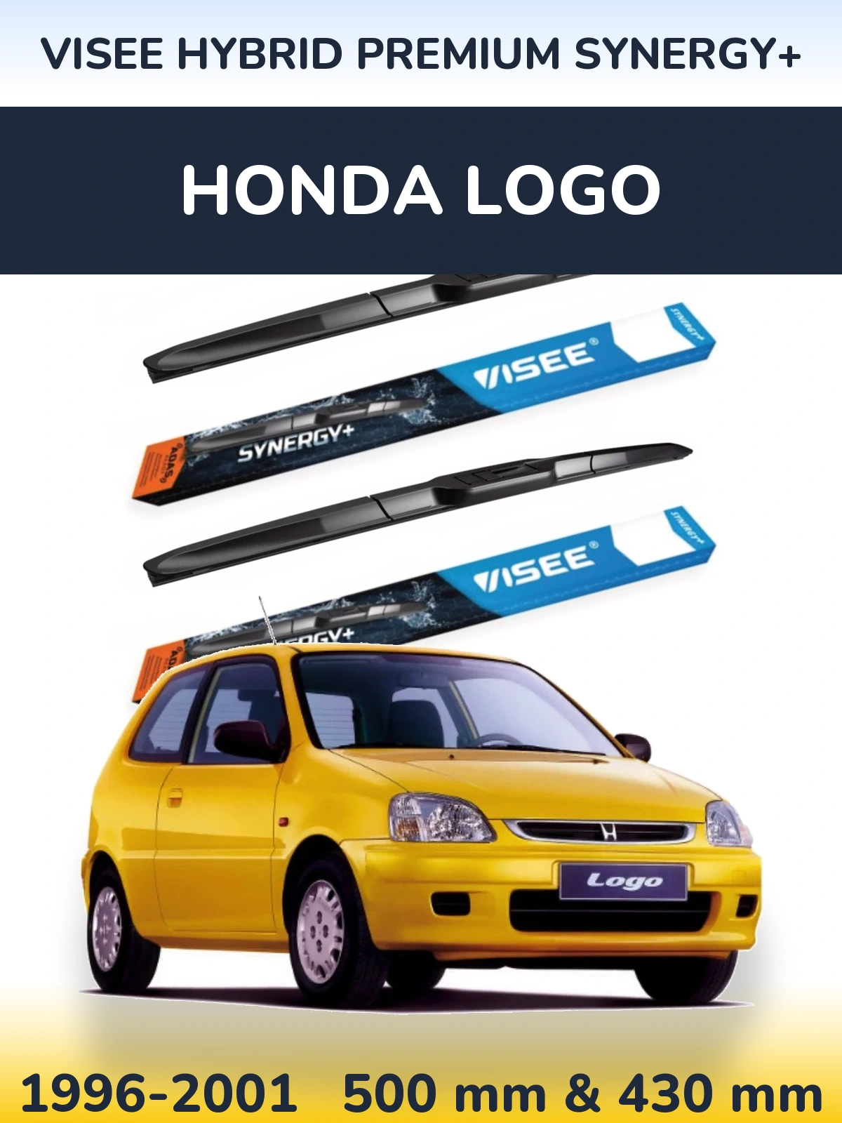 Sada předních stěračů VISEE HYBRID PREMIUM SYNERGY+ 500 a 430 mm pro Honda Logo 1996-2001