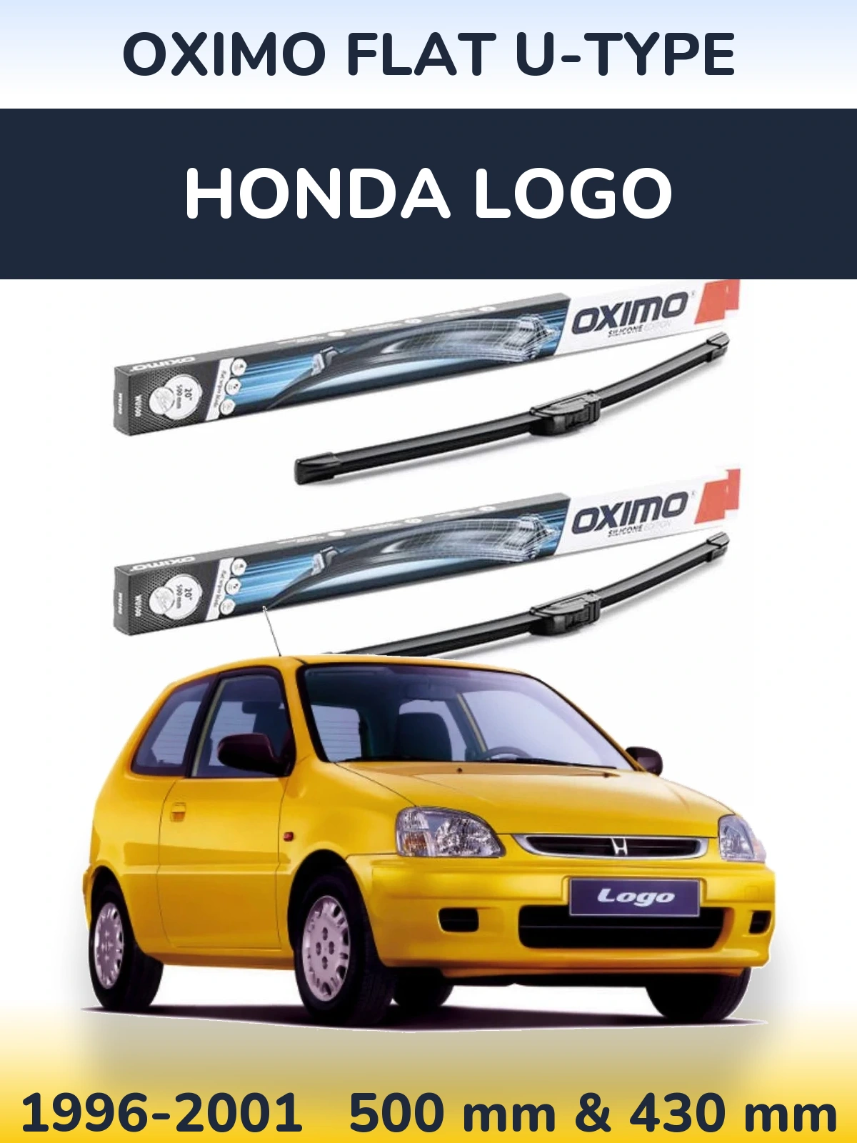 Sada předních stěračů Oximo Flat U-type 500 a 430 mm pro Honda Logo 1996-2001