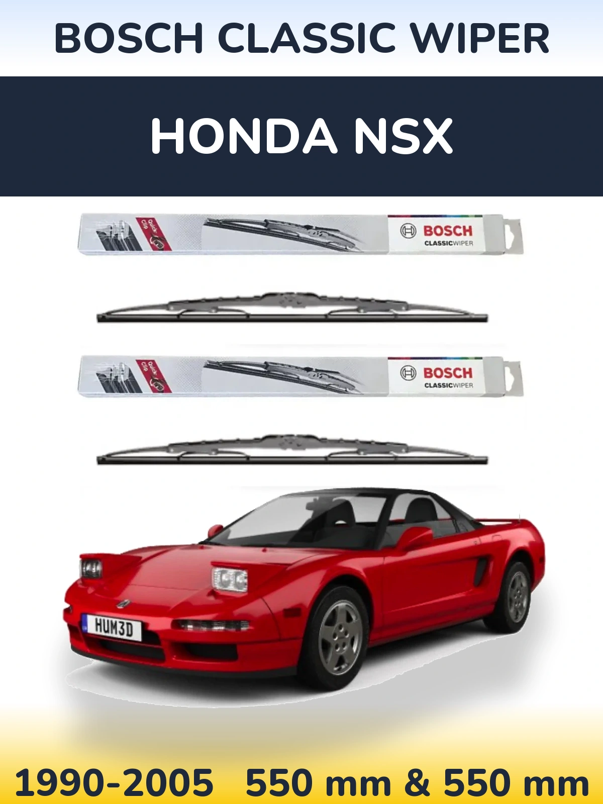 Sada předních stěračů BOSCH Classic Wiper 550 a 550 mm pro Honda NSX 1990-2005