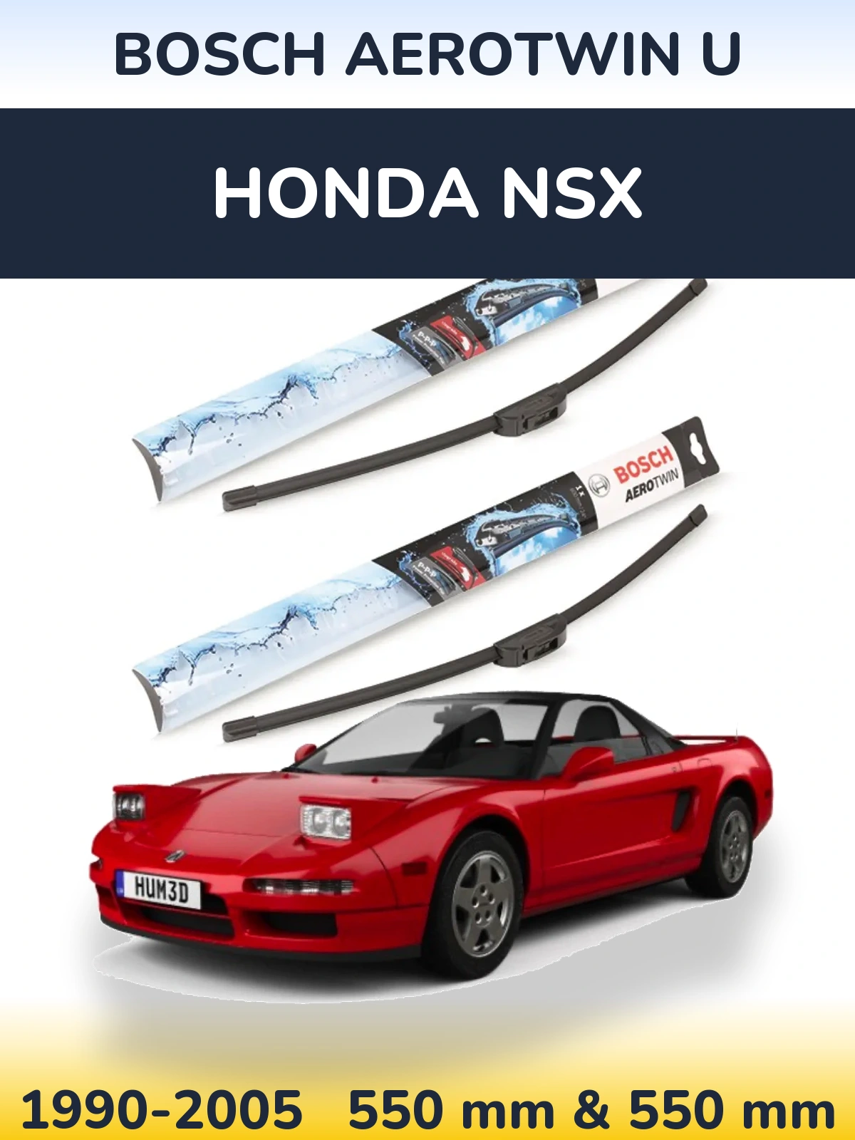 Комплект передніх щіток BOSCH AeroTwin U 550 & 550 мм для Honda NSX 1990-2005