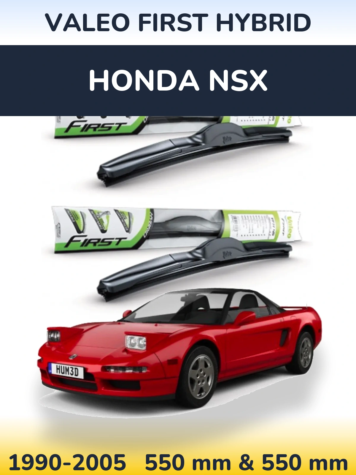 Sada předních stěračů Valeo First Hybrid 550 a 550 mm pro Honda NSX 1990-2005