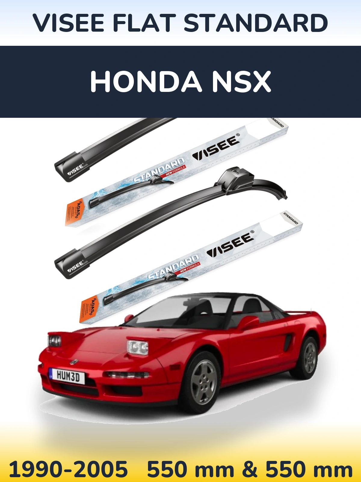 Sada předních stěračů VISEE FLAT STANDARD 550 a 550 mm pro Honda NSX 1990-2005