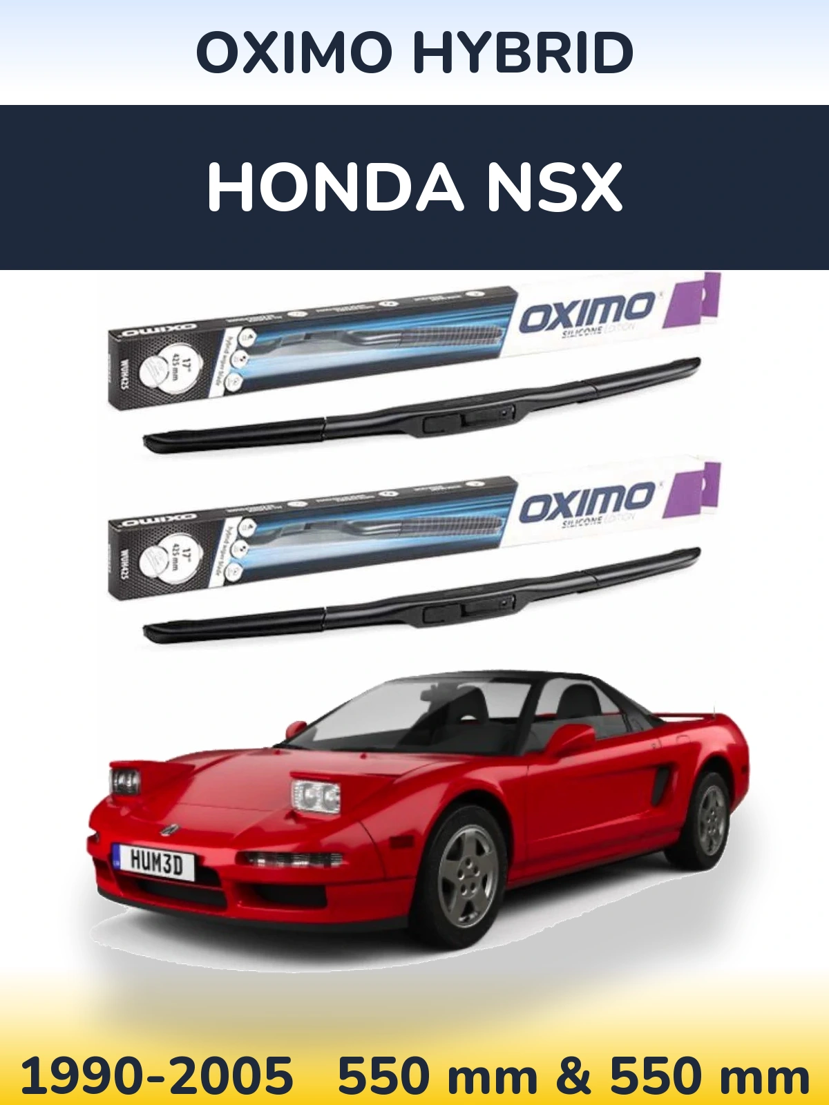 Sada předních stěračů Oximo Hybrid 550 a 550 mm pro Honda NSX 1990-2005