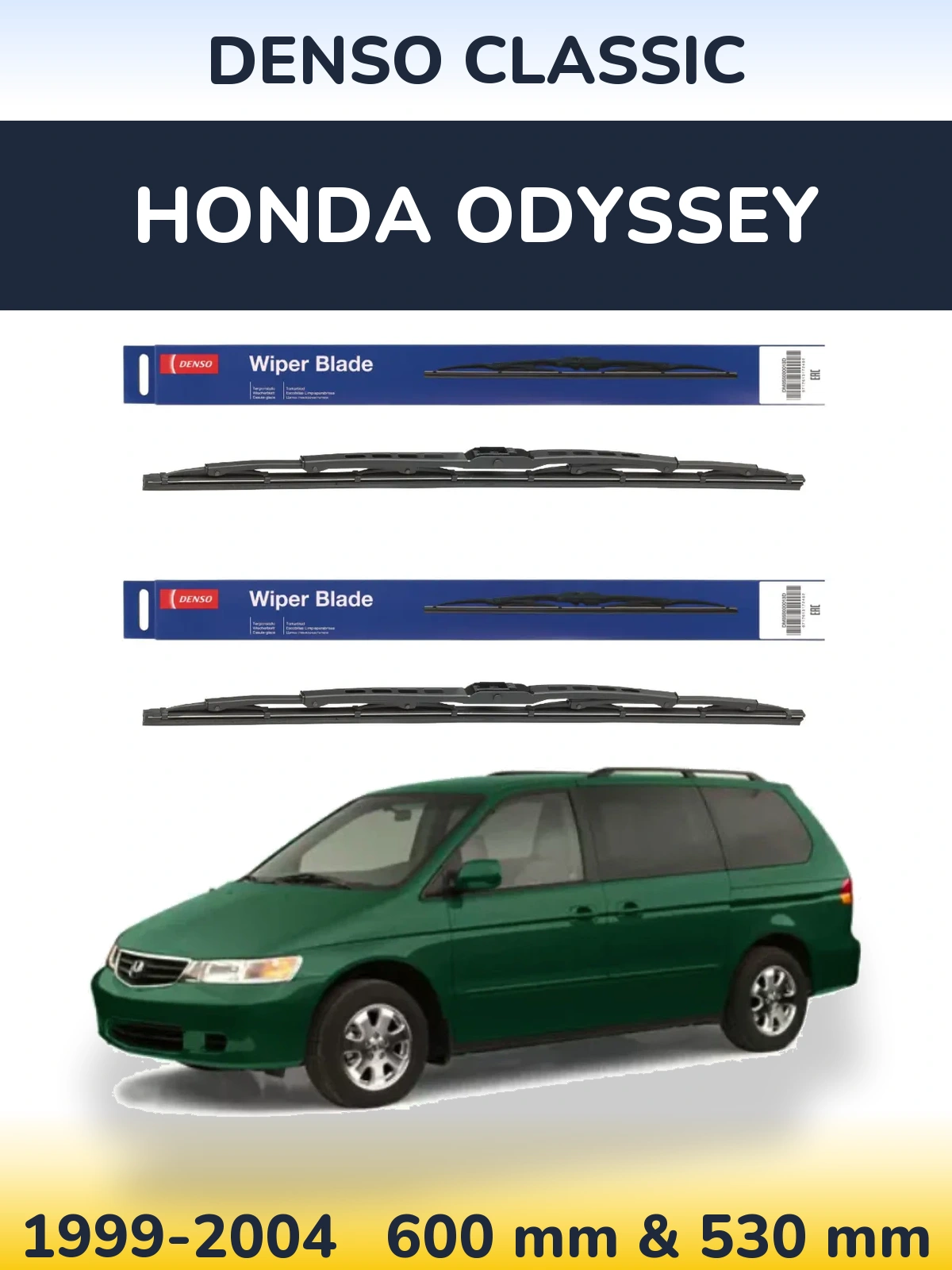 Sada předních stěračů Denso Classic 600 a 530 mm pro Honda Odyssey 1999-2004