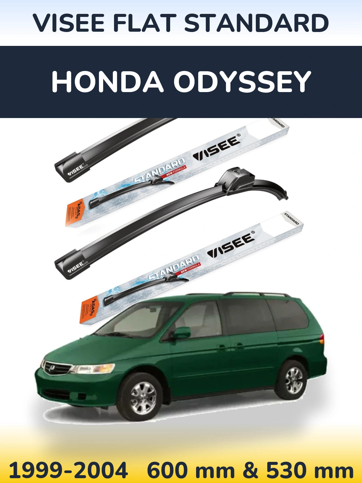 Sada předních stěračů VISEE FLAT STANDARD 600 a 530 mm pro Honda Odyssey 1999-2004