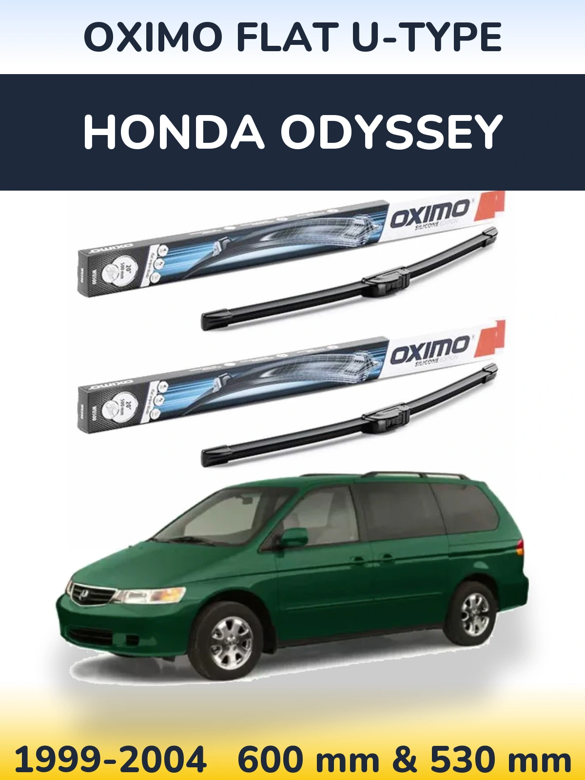 Sada předních stěračů Oximo Flat U-type 600 a 530 mm pro Honda Odyssey 1999-2004