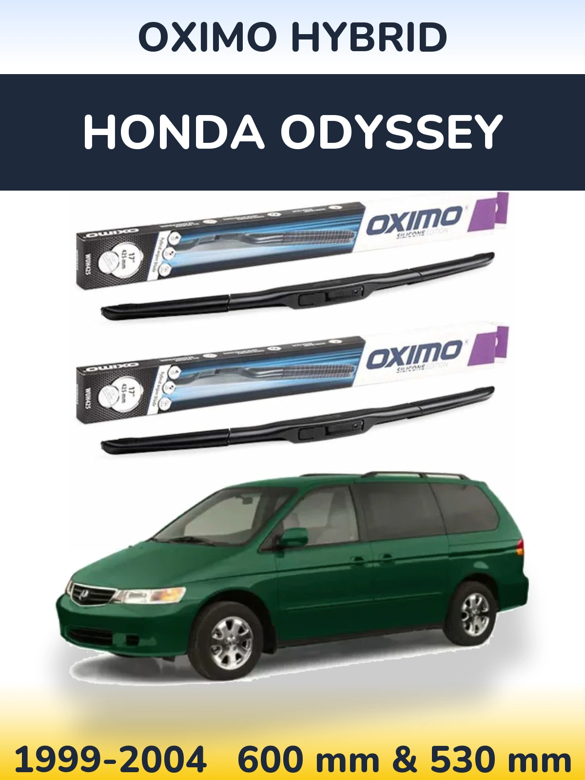 Sada předních stěračů Oximo Hybrid 600 a 530 mm pro Honda Odyssey 1999-2004