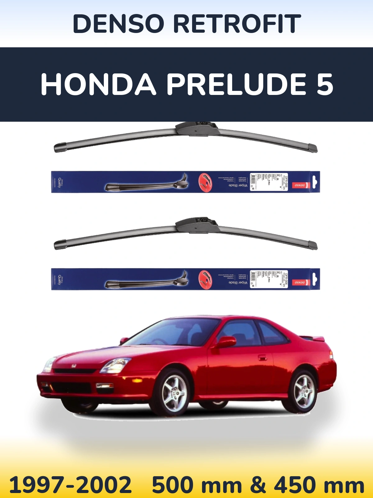 Sada předních stěračů Denso Retrofit 500 a 450 mm pro Honda Prelude 5 1997-2002