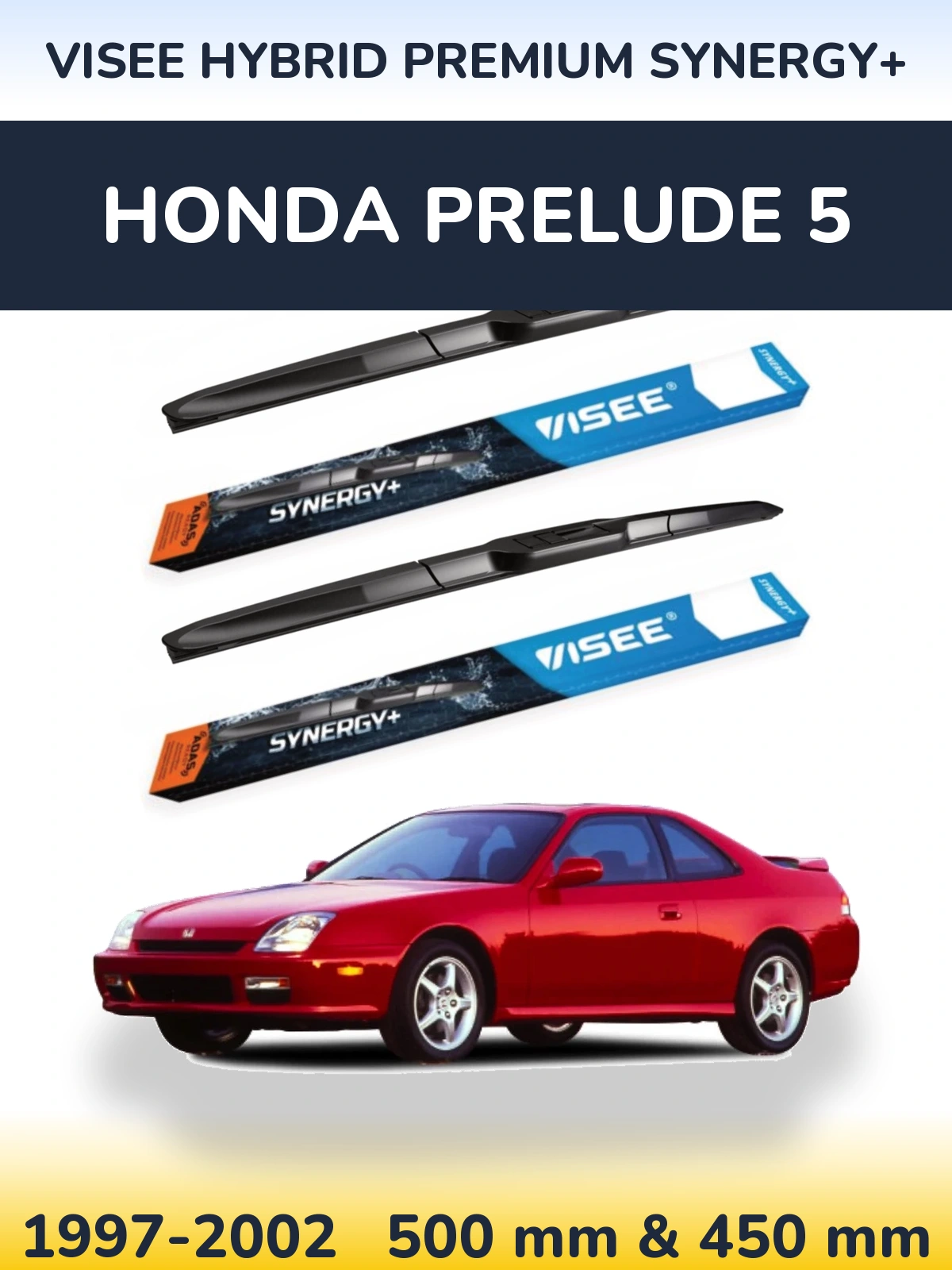 Sada předních stěračů VISEE HYBRID PREMIUM SYNERGY+ 500 a 450 mm pro Honda Prelude 5 1997-2002