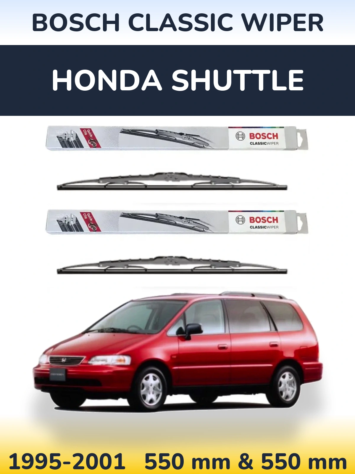Sada předních stěračů BOSCH Classic Wiper 550 a 550 mm pro Honda Shuttle 1995-2001
