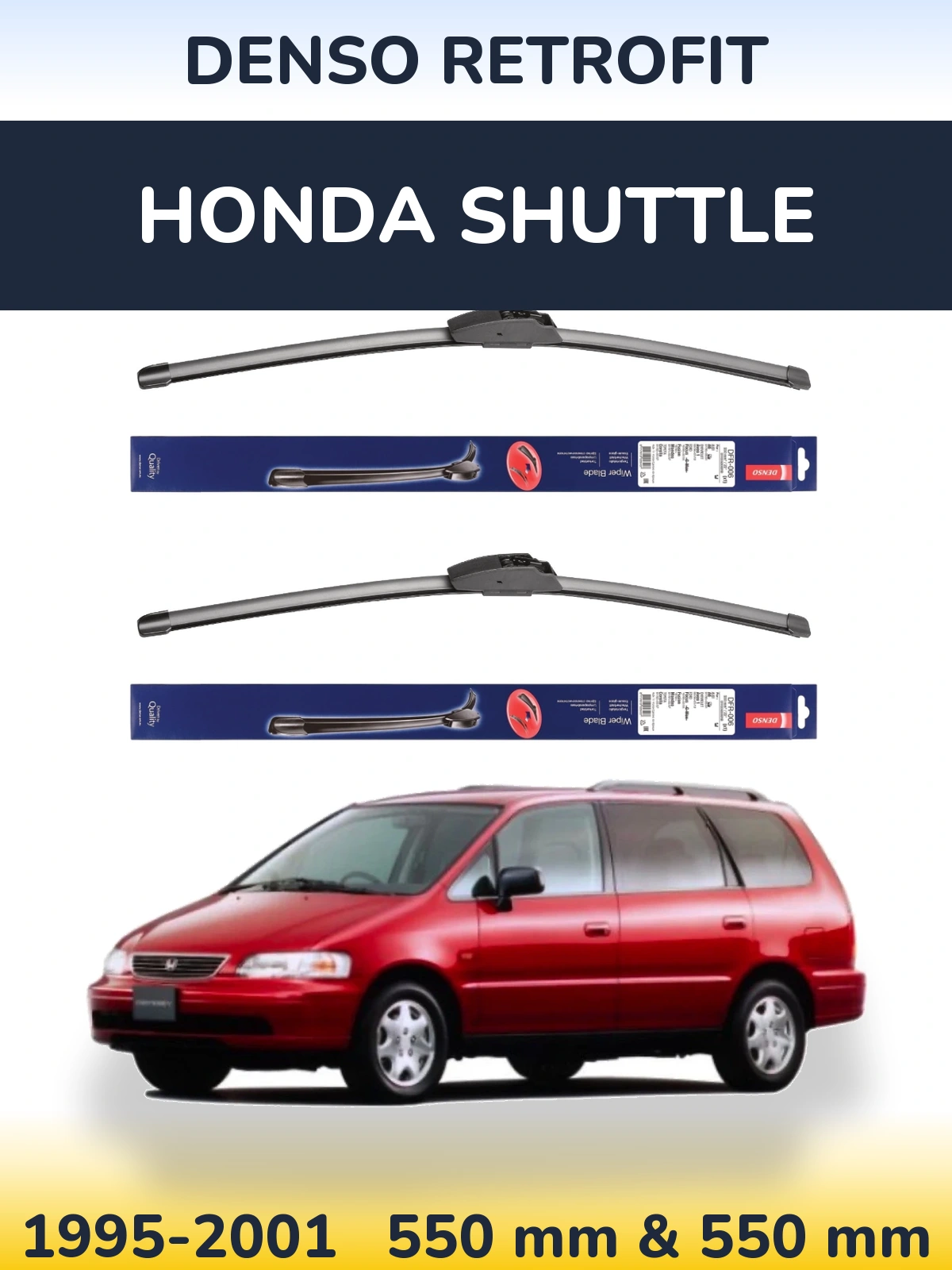 Sada předních stěračů Denso Retrofit 550 a 550 mm pro Honda Shuttle 1995-2001