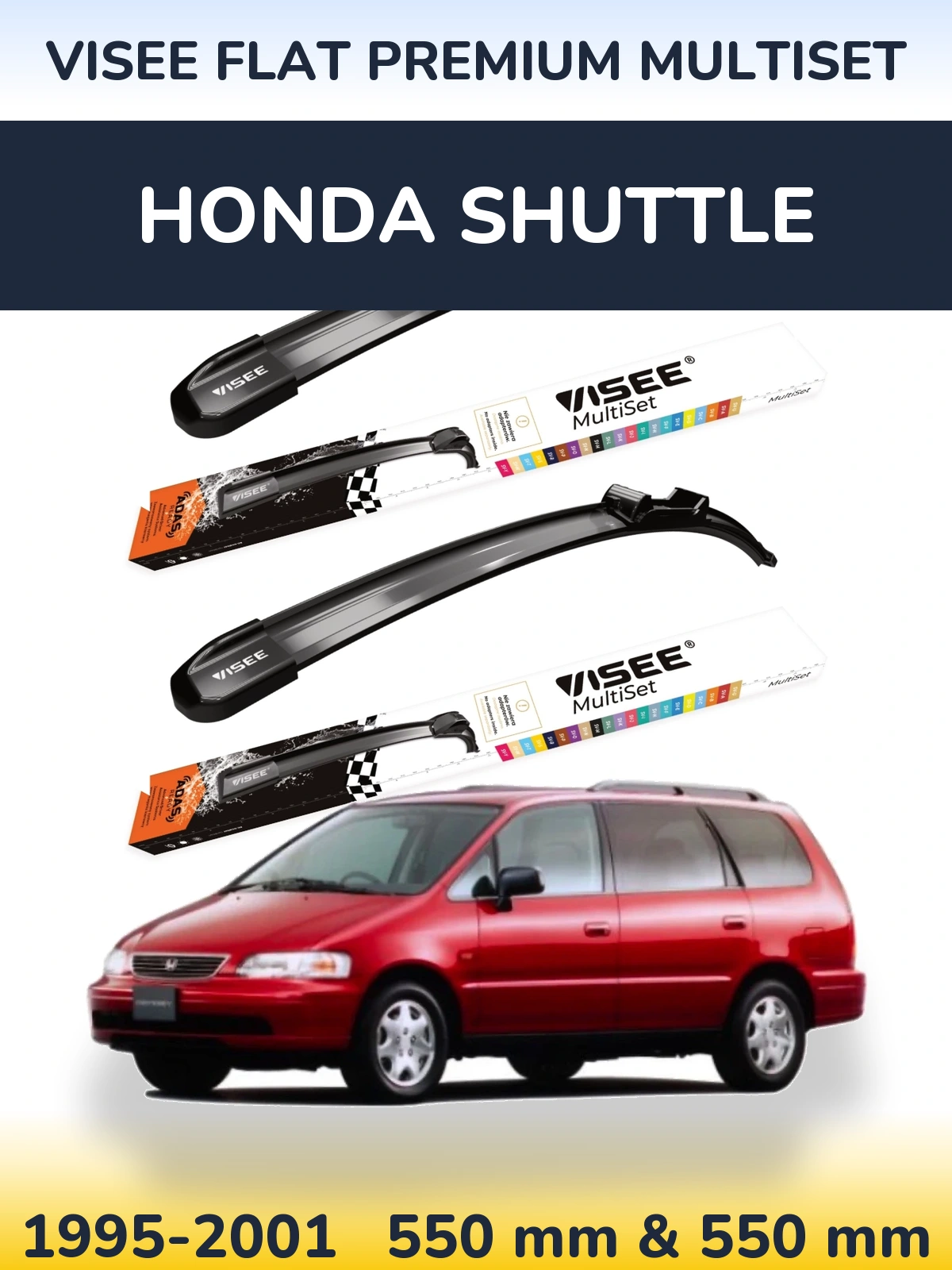 Sada předních stěračů VISEE FLAT PREMIUM MultiSet 550 a 550 mm pro Honda Shuttle 1995-2001
