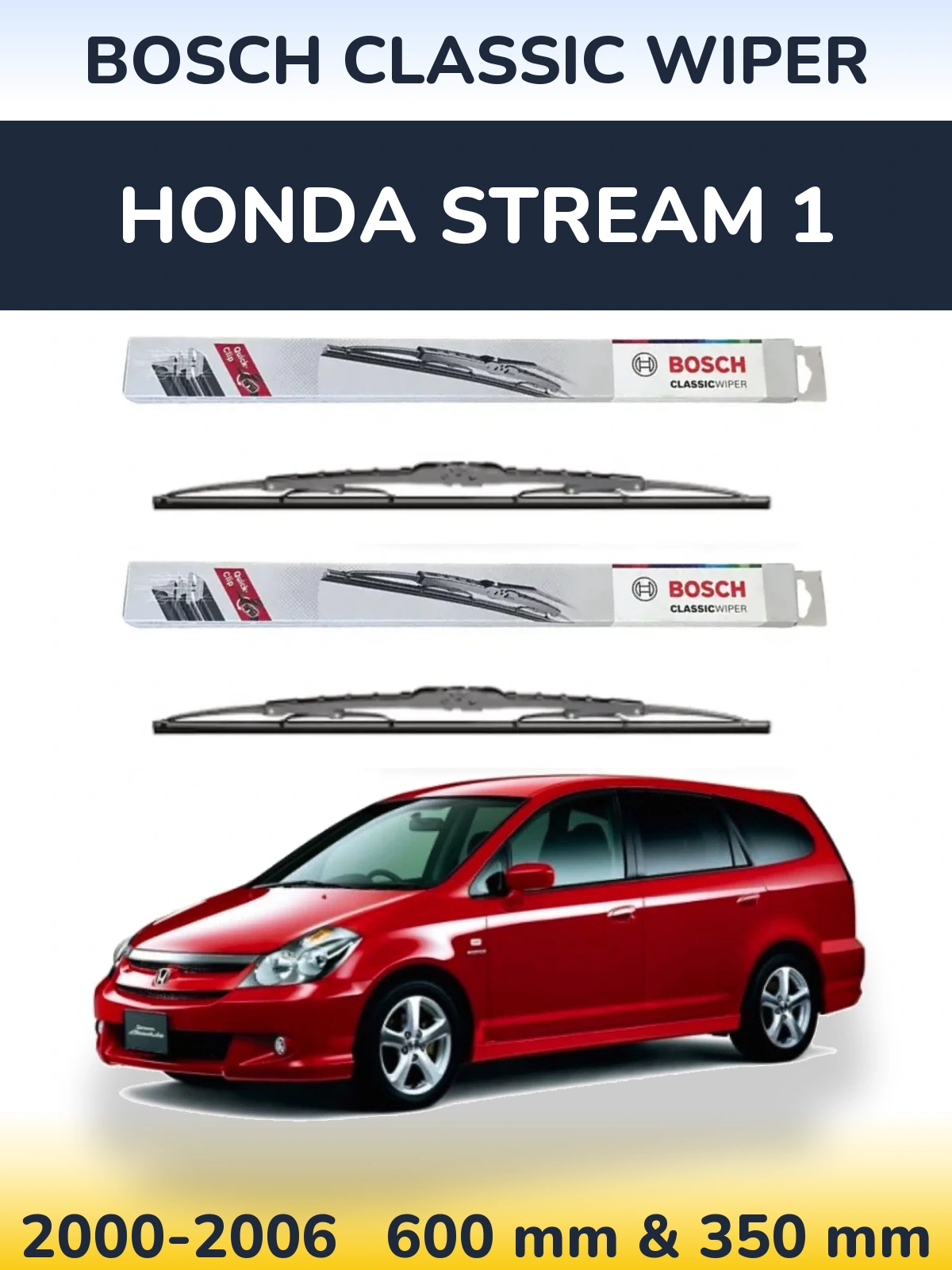 Sada předních stěračů BOSCH Classic Wiper 600 a 340 mm pro Honda Stream 1 2000-2006