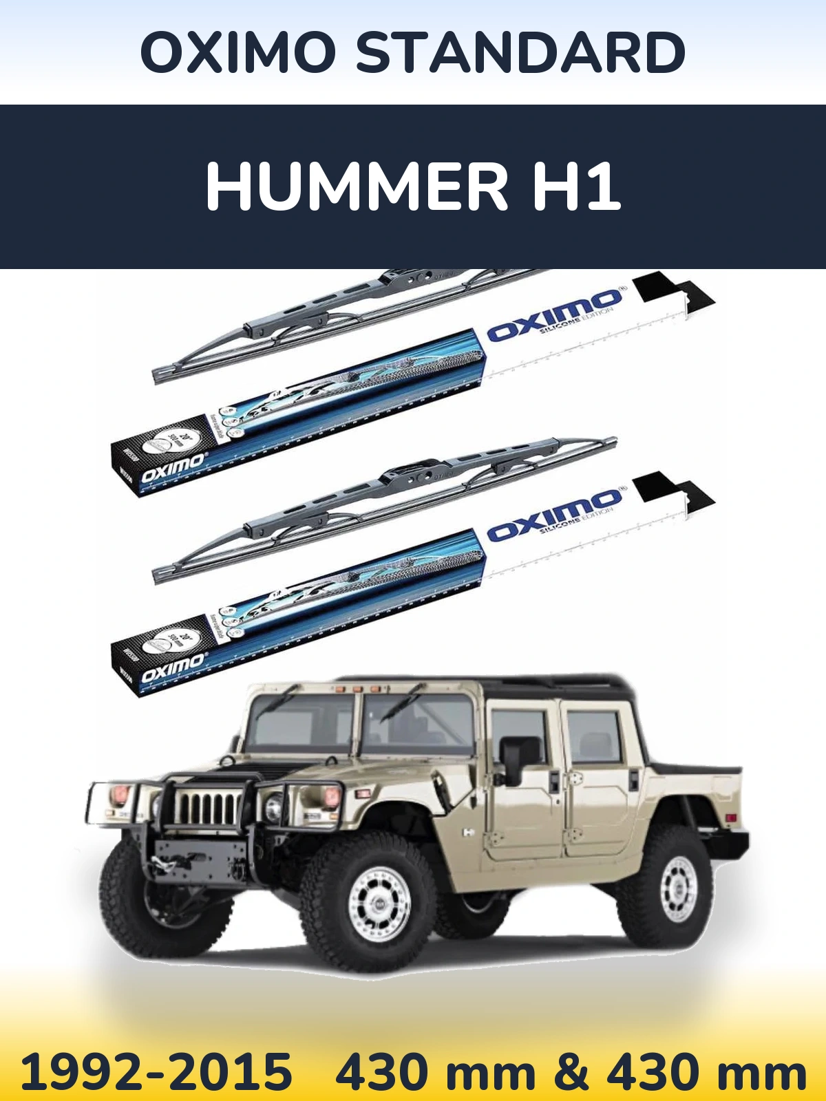 Sada předních stěračů Oximo Standard 425 a 425 mm pro Hummer H1 1992-2015