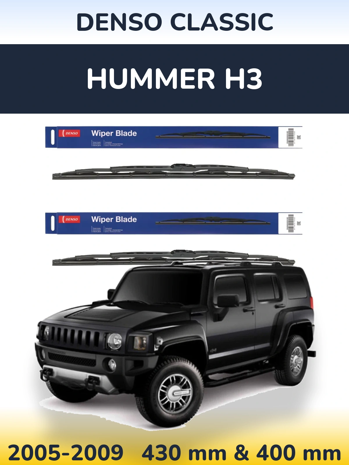 Sada předních stěračů Denso Classic 430 a 400 mm pro Hummer H3 2005-2009