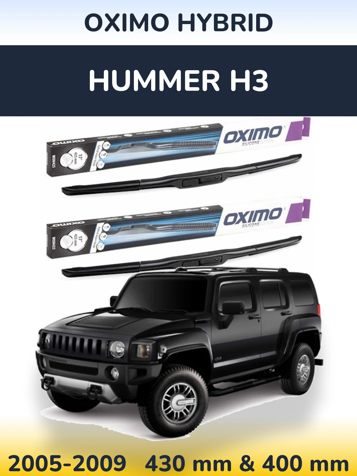 Sada předních stěračů Oximo Hybrid 430 a 400 mm pro Hummer H3 2005-2009