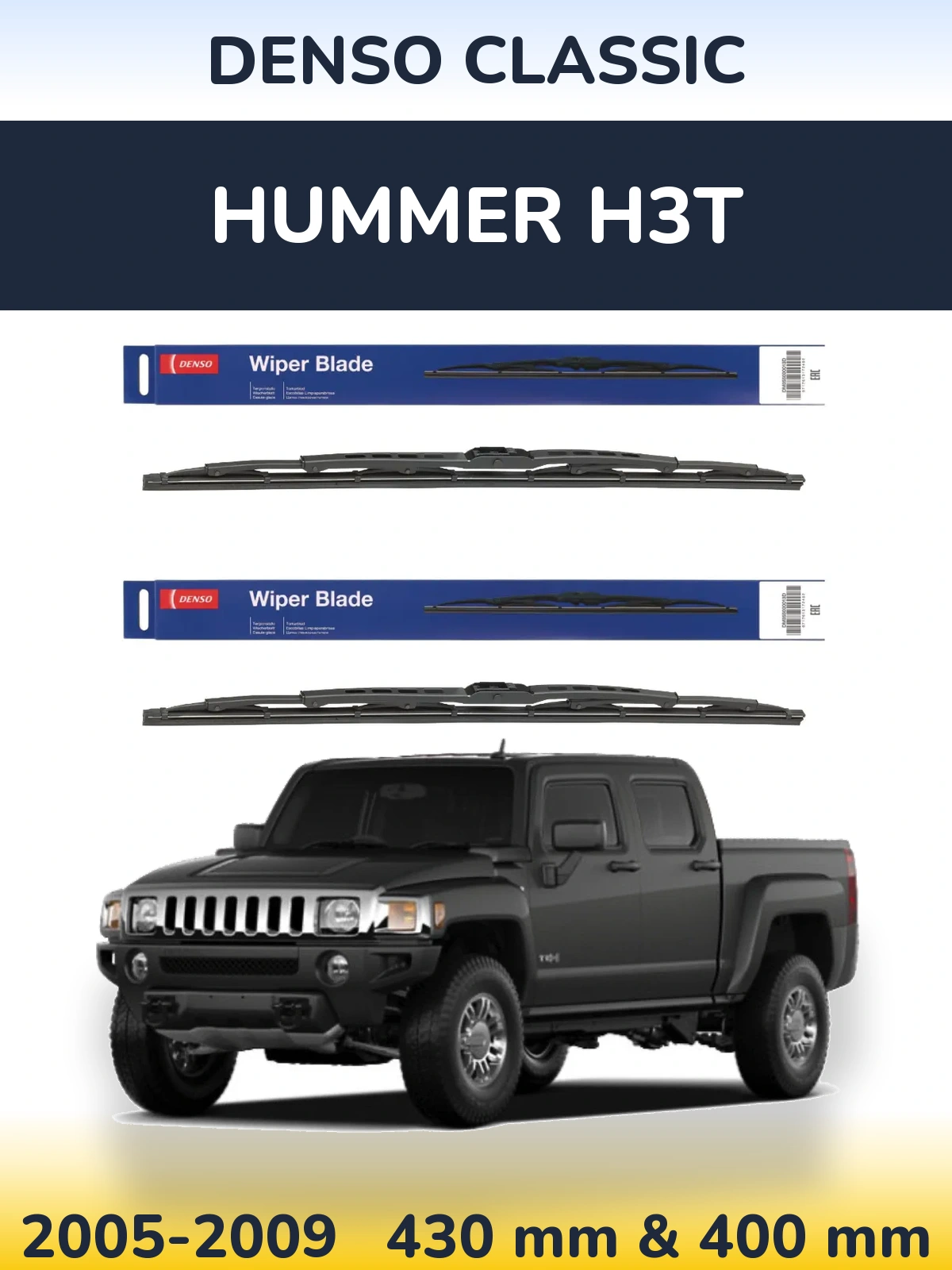 Sada předních stěračů Denso Classic 430 a 400 mm pro Hummer H3T 2005-2009