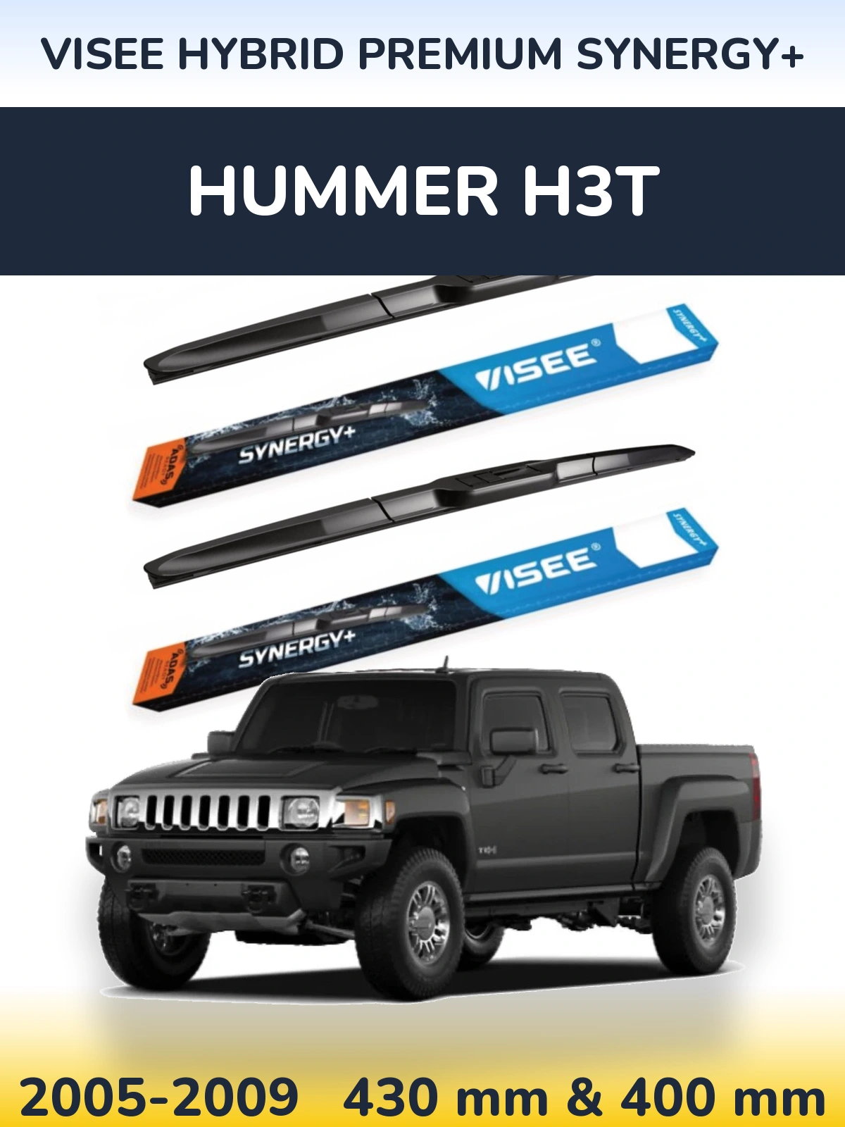 Sada předních stěračů VISEE HYBRID PREMIUM SYNERGY+ 430 a 400 mm pro Hummer H3T 2005-2009