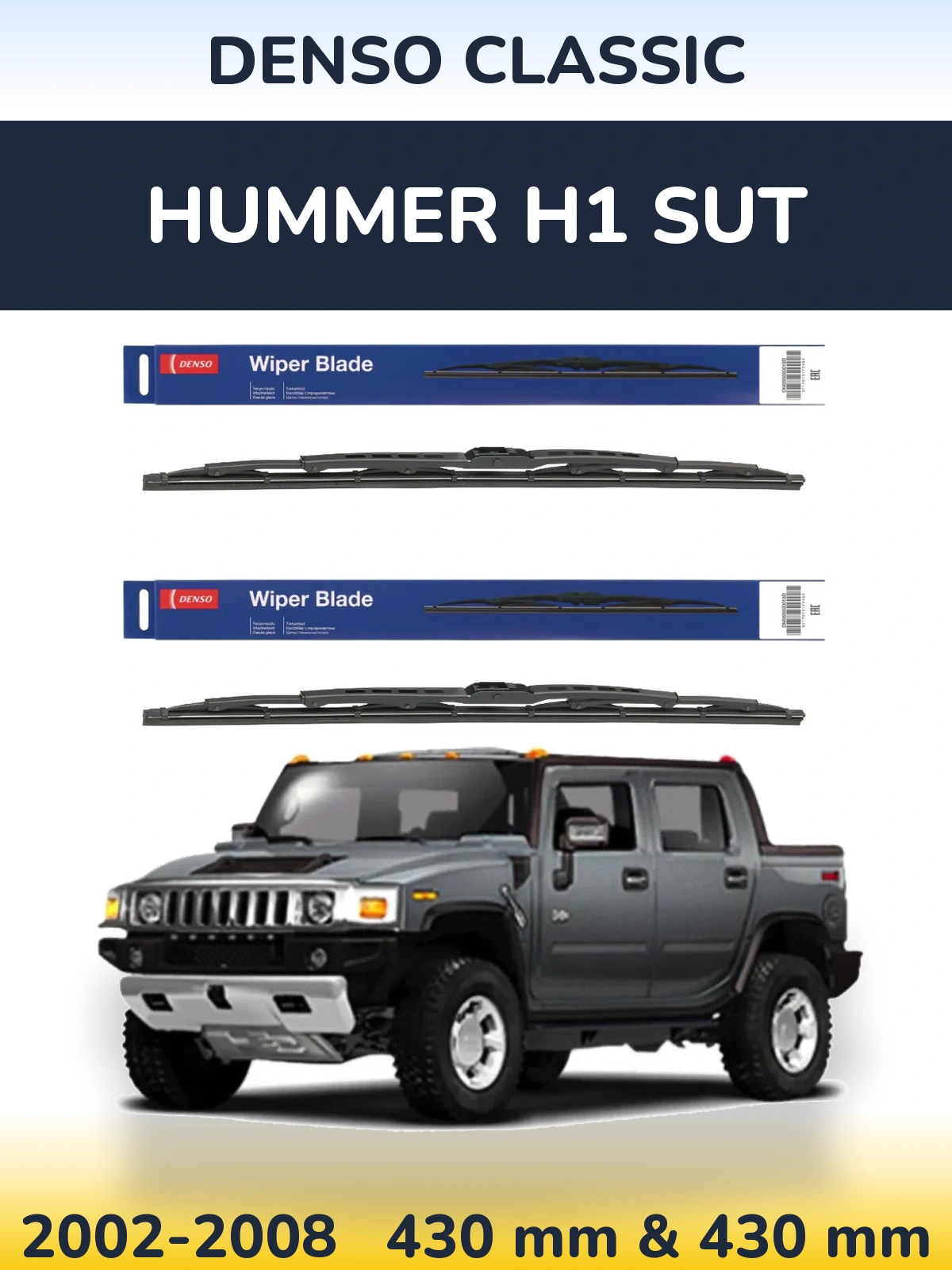 Sada předních stěračů Denso Classic 430 a 430 mm pro Hummer H1 SUT 2002-2008