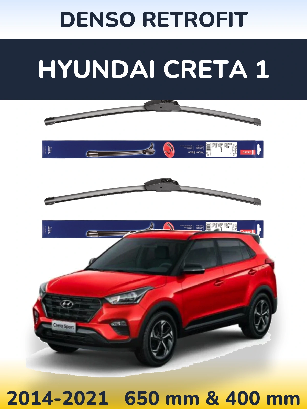 Sada předních stěračů Denso Retrofit 650 a 400 mm pro Hyundai Creta 1 2014-2021