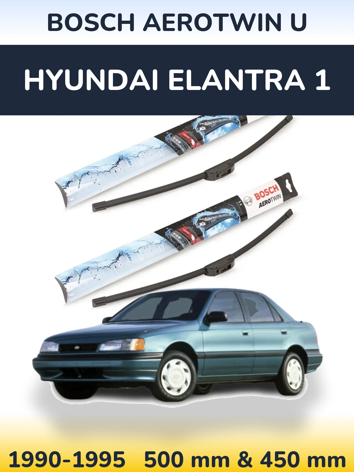 Sada předních stěračů BOSCH AeroTwin U 500 a 450 mm pro Hyundai Elantra 1 1990-1995