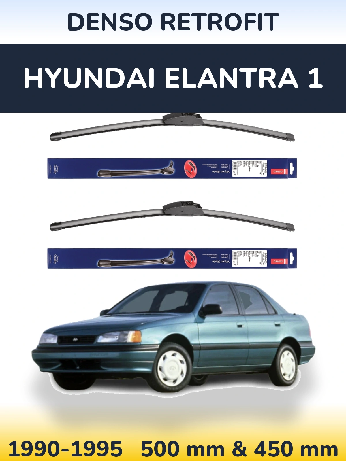 Sada předních stěračů Denso Retrofit 500 a 450 mm pro Hyundai Elantra 1 1990-1995
