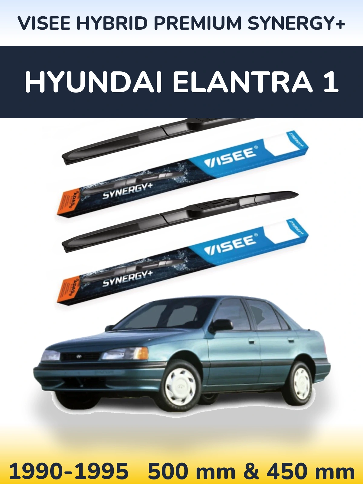 Sada předních stěračů VISEE HYBRID PREMIUM SYNERGY+ 500 a 450 mm pro Hyundai Elantra 1 1990-1995