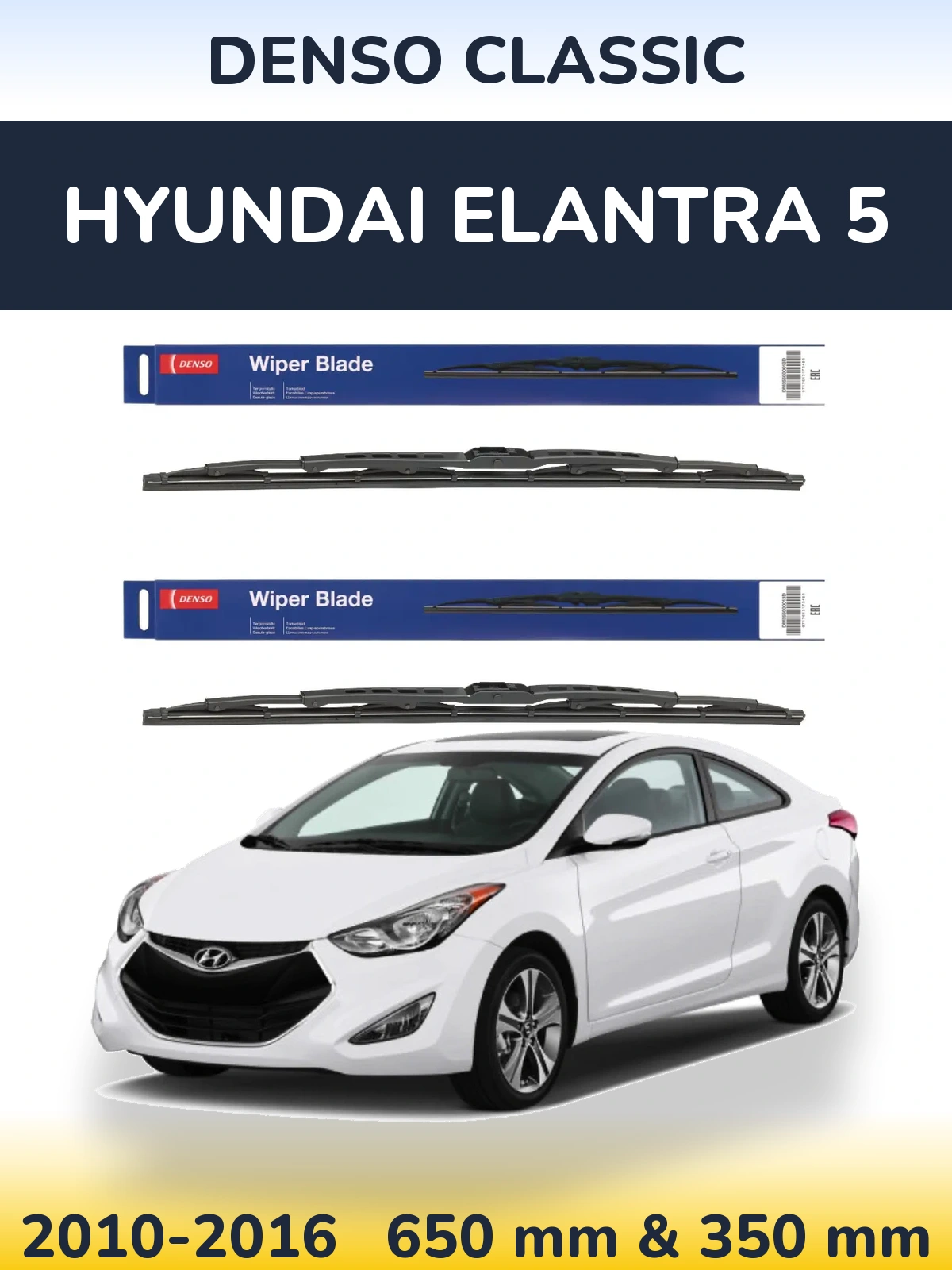 Sada předních stěračů Denso Classic 650 a 350 mm pro Hyundai Elantra 5 2010-2016
