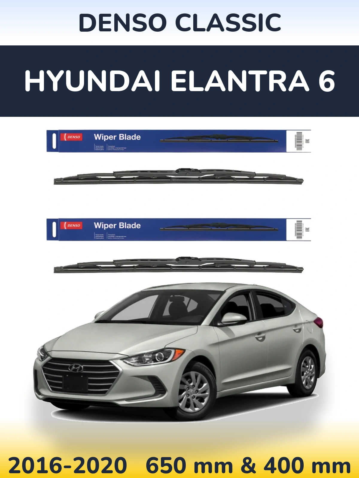Sada předních stěračů Denso Classic 650 a 400 mm pro Hyundai Elantra 6 2016-2020
