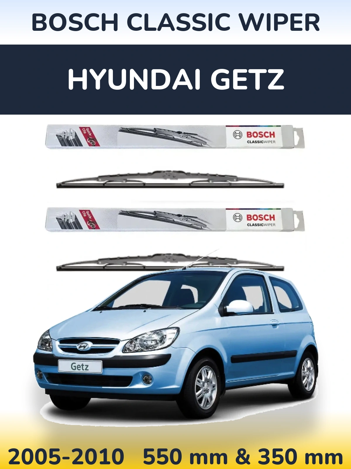 Sada předních stěračů BOSCH Classic Wiper 550 a 340 mm pro Hyundai Getz 2005-2010