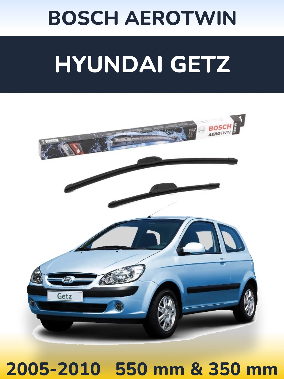 Sada předních stěračů BOSCH AeroTwin 550 a 350 mm pro Hyundai Getz 2005-2010