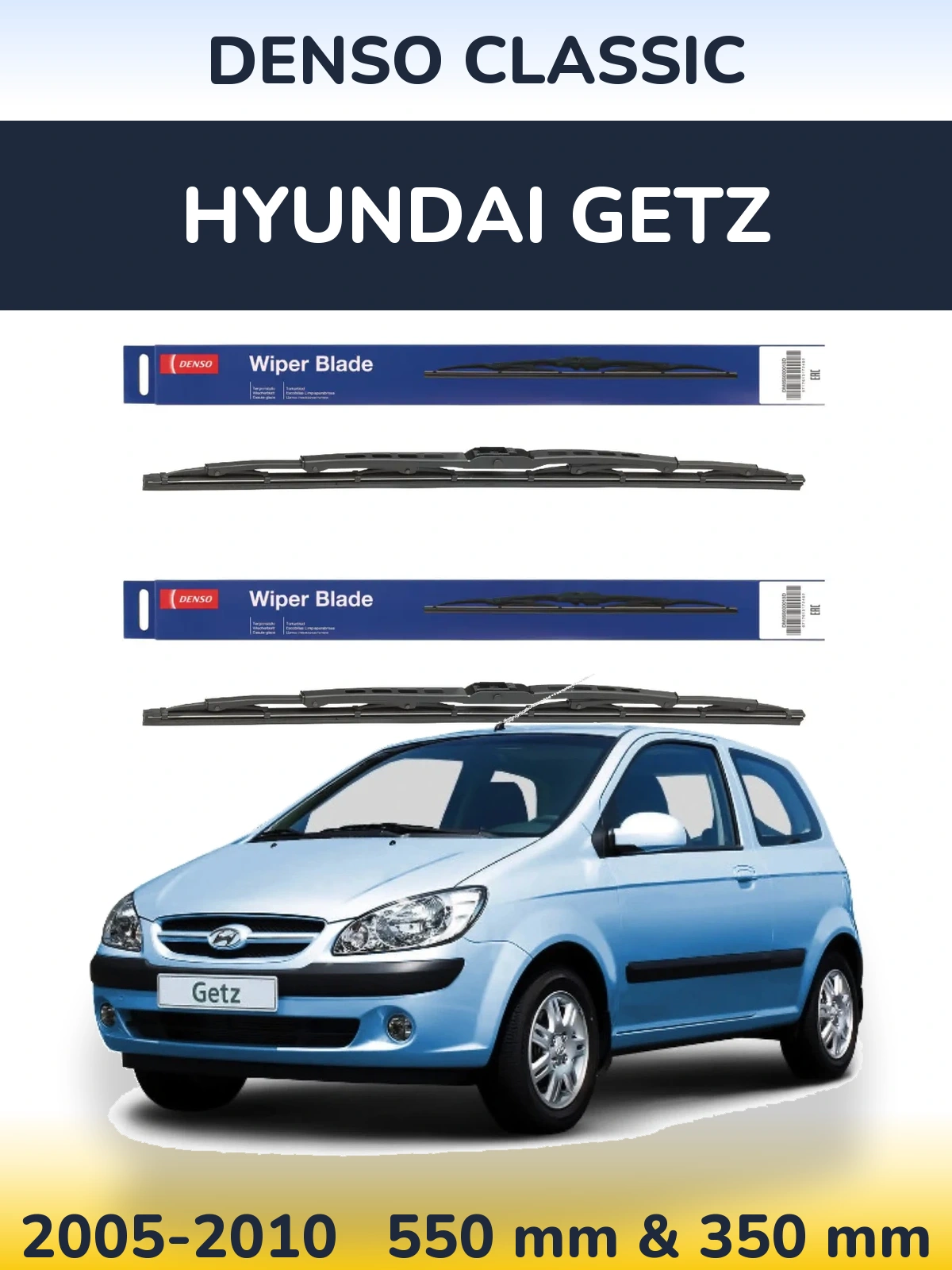 Sada předních stěračů Denso Classic 550 a 350 mm pro Hyundai Getz 2005-2010