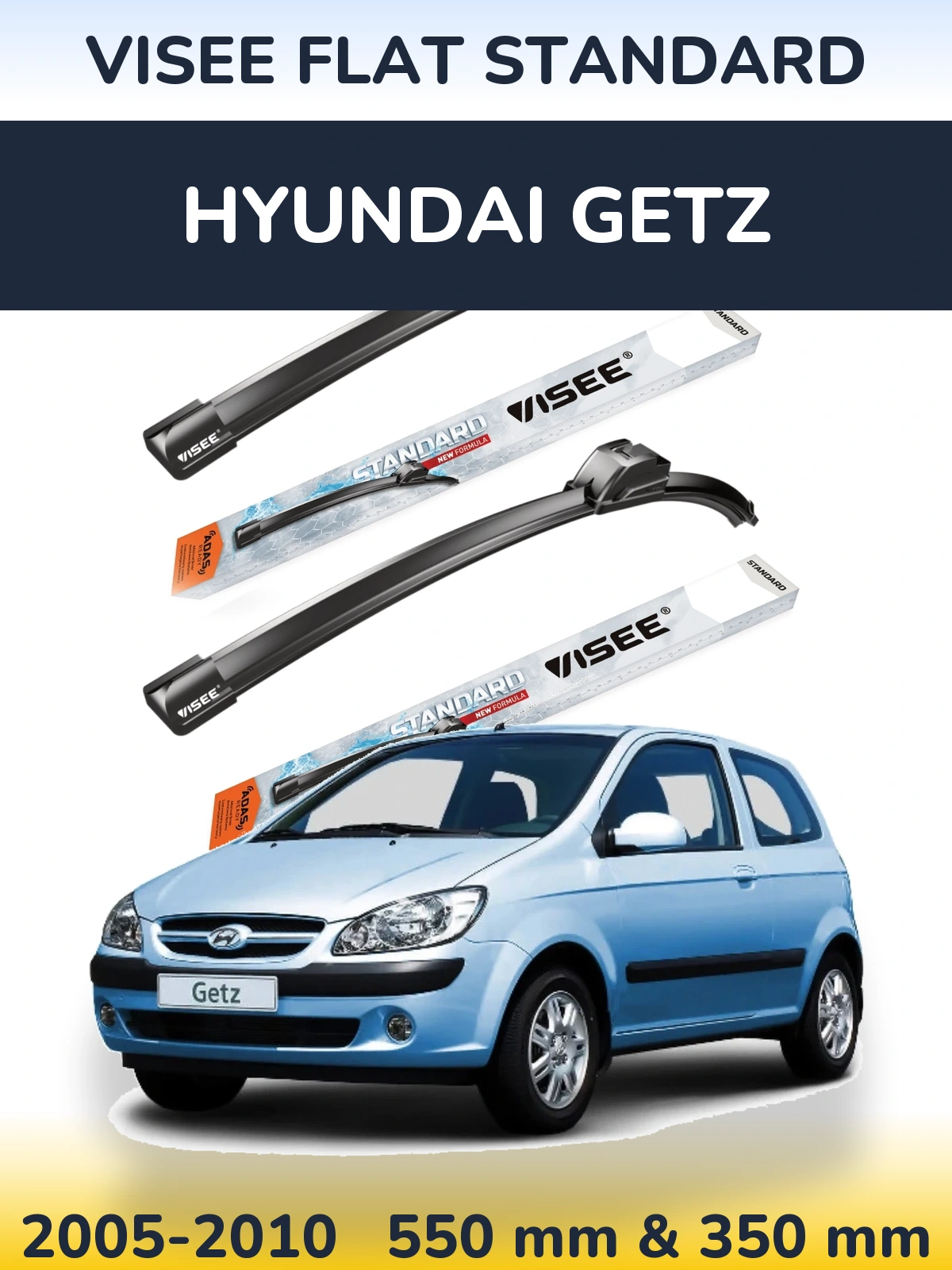 Sada předních stěračů VISEE FLAT STANDARD 550 a 350 mm pro Hyundai Getz 2005-2010