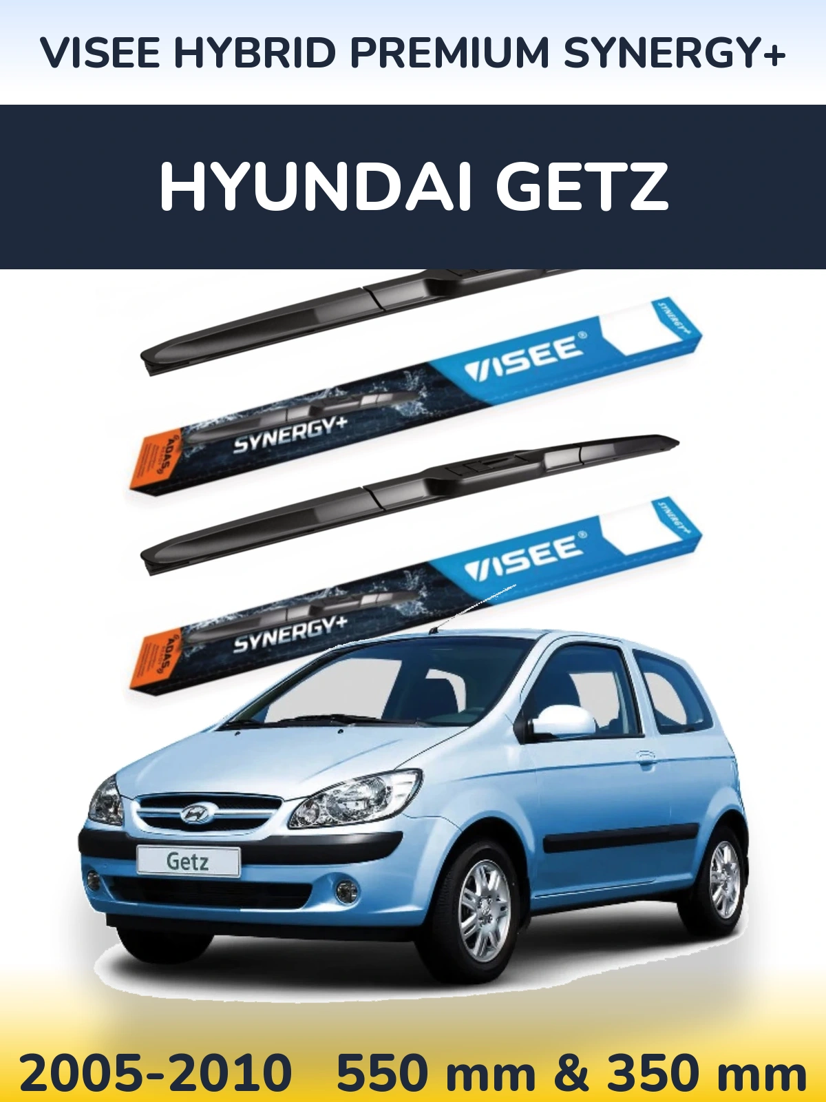 Sada předních stěračů VISEE HYBRID PREMIUM SYNERGY+ 550 a 350 mm pro Hyundai Getz 2005-2010