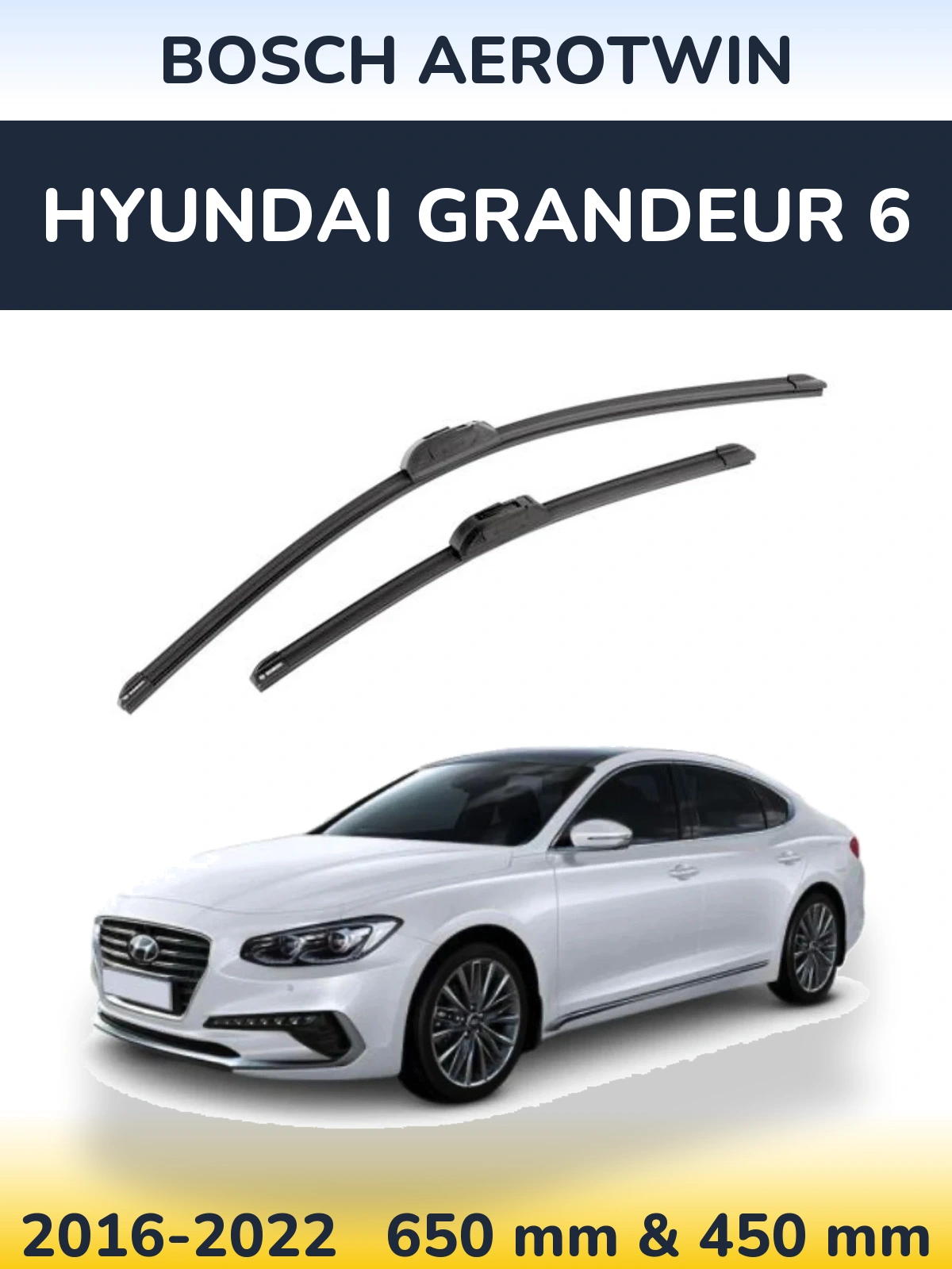 Комплект передніх щіток BOSCH AeroTwin 650 & 450 мм для Hyundai Grandeur 6 2016-2022