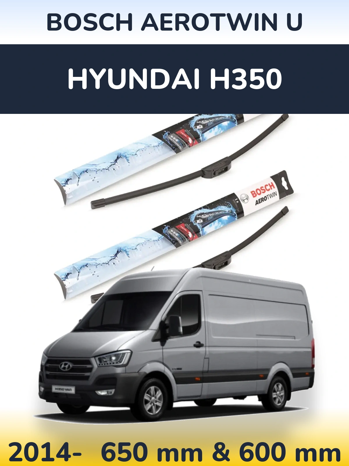 Комплект передніх щіток BOSCH AeroTwin U 650 & 600 мм для Hyundai H350 2014-2026