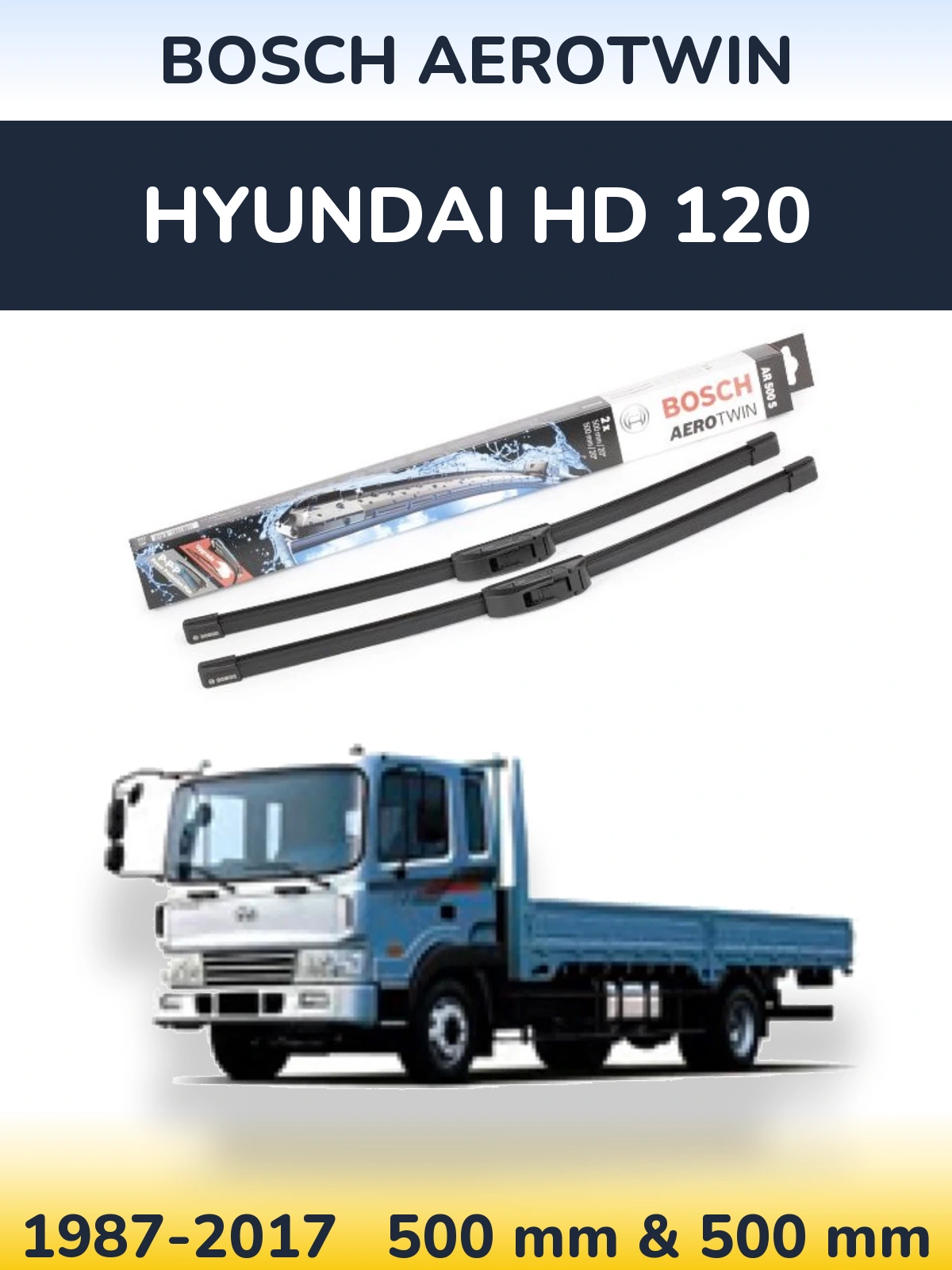 Комплект передніх щіток BOSCH AeroTwin 500 & 500 мм для Hyundai HD 120 1987-2017