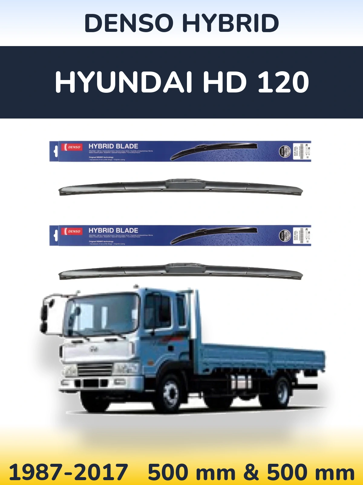 Комплект передніх щіток Denso Hybrid 500 & 500 мм для Hyundai HD 120 1987-2017