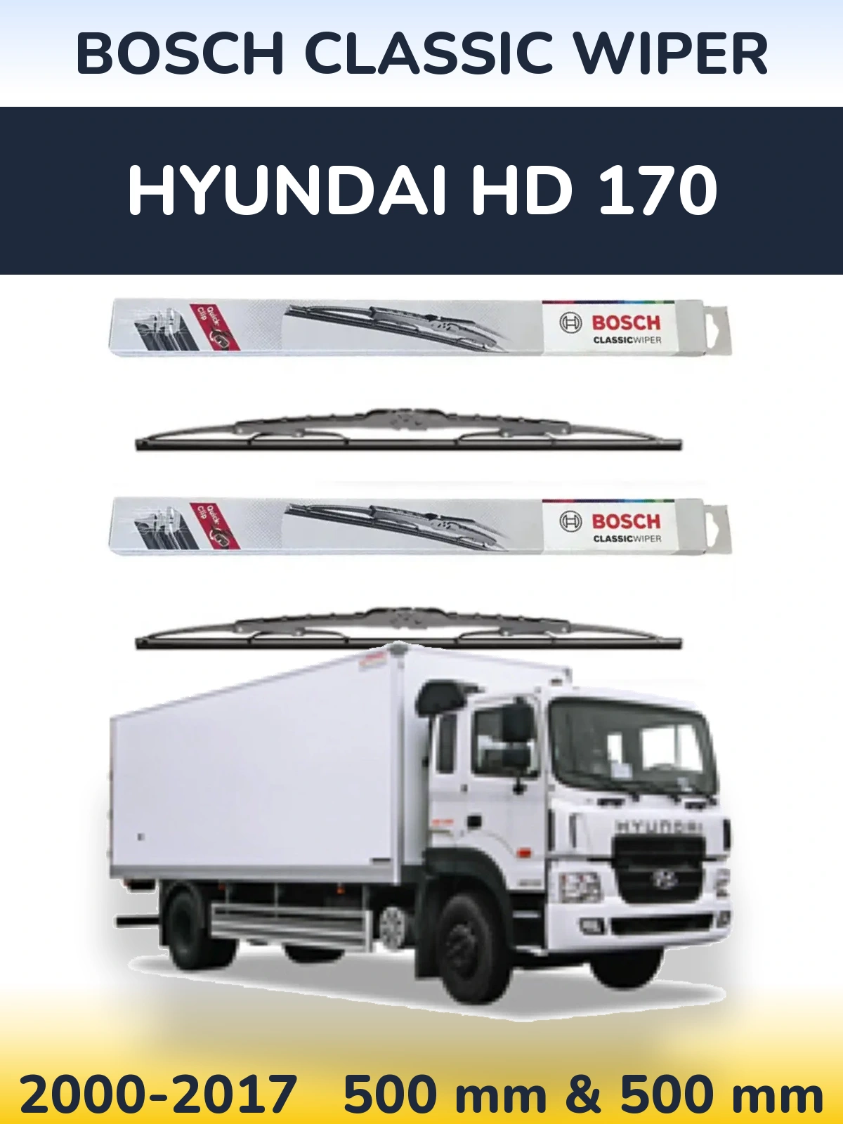 Комплект передніх щіток BOSCH Classic Wiper 500 & 500 мм для Hyundai HD 170 2000-2017