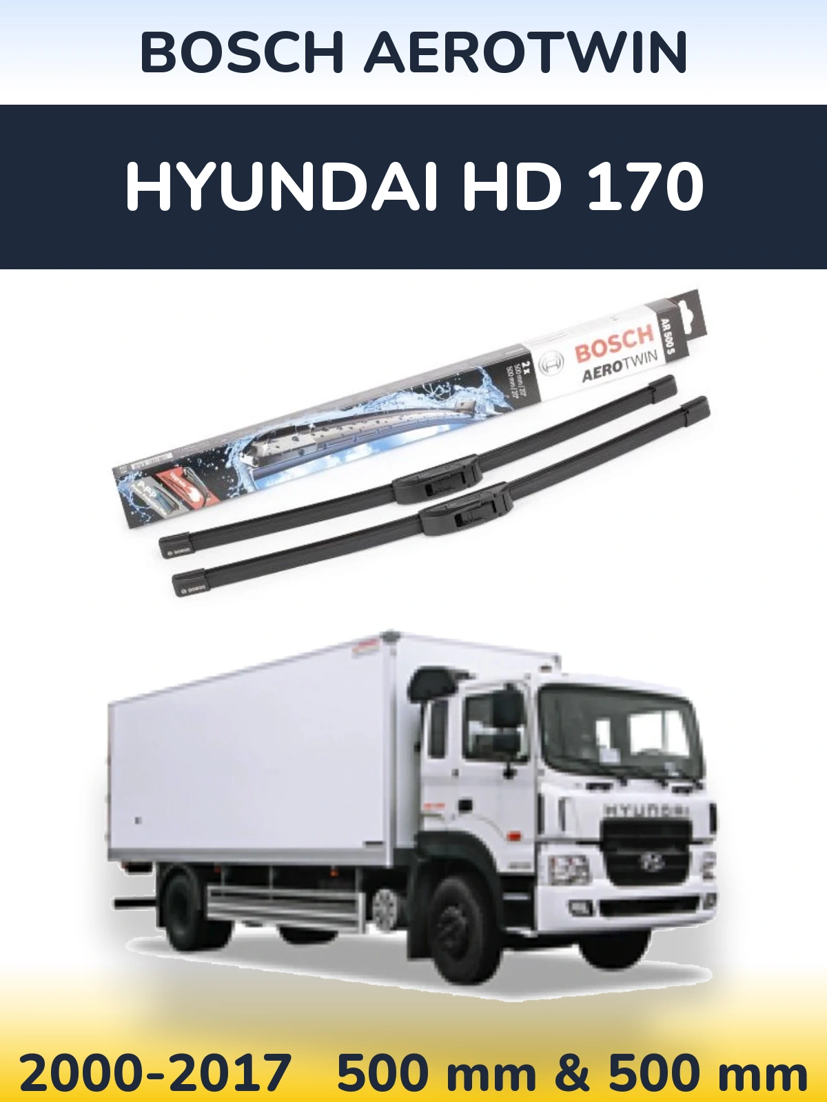 Комплект передніх щіток BOSCH AeroTwin 500 & 500 мм для Hyundai HD 170 2000-2017