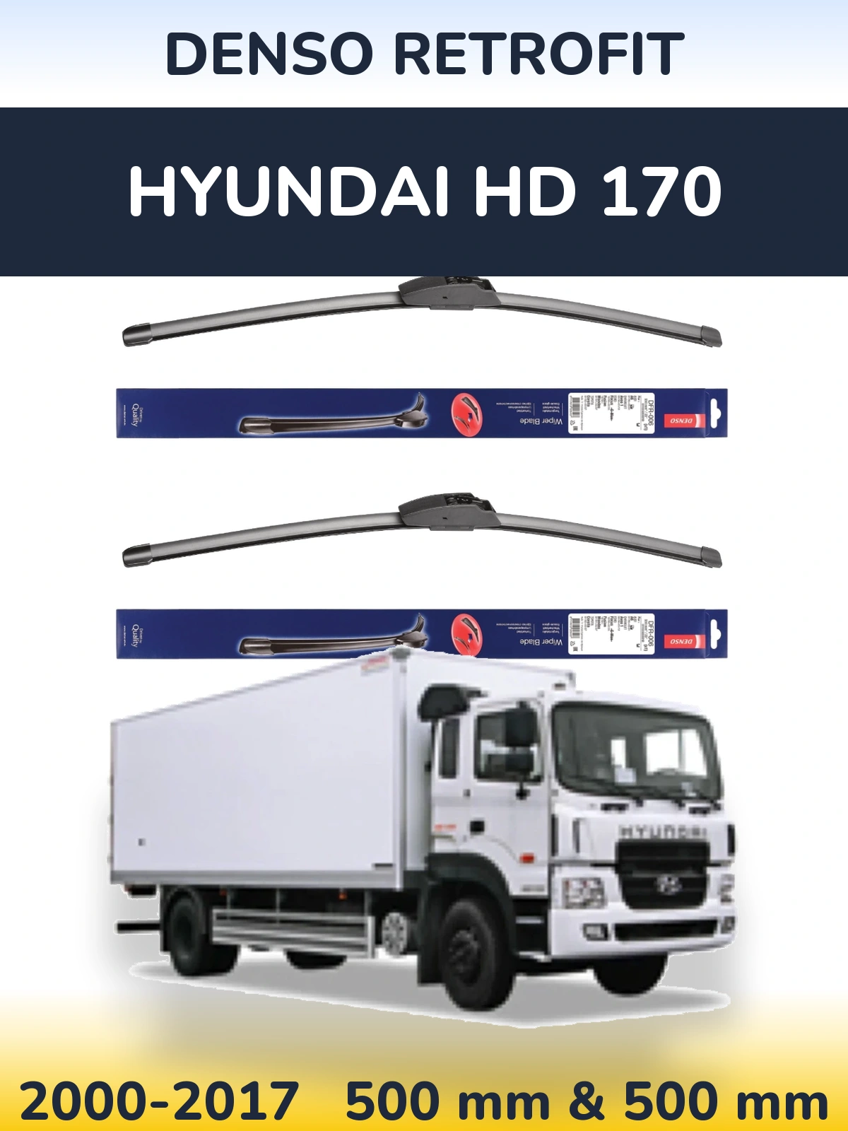 Комплект передніх щіток Denso Retrofit 500 & 500 мм для Hyundai HD 170 2000-2017