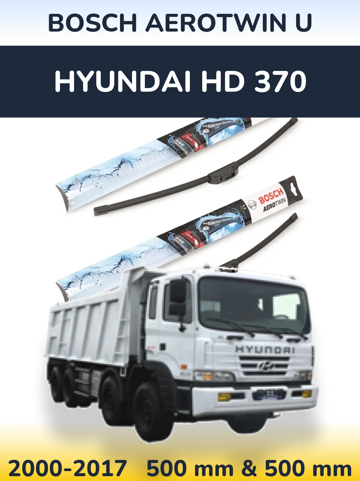 Комплект передніх щіток BOSCH AeroTwin U 500 & 500 мм для Hyundai HD 370 2000-2017